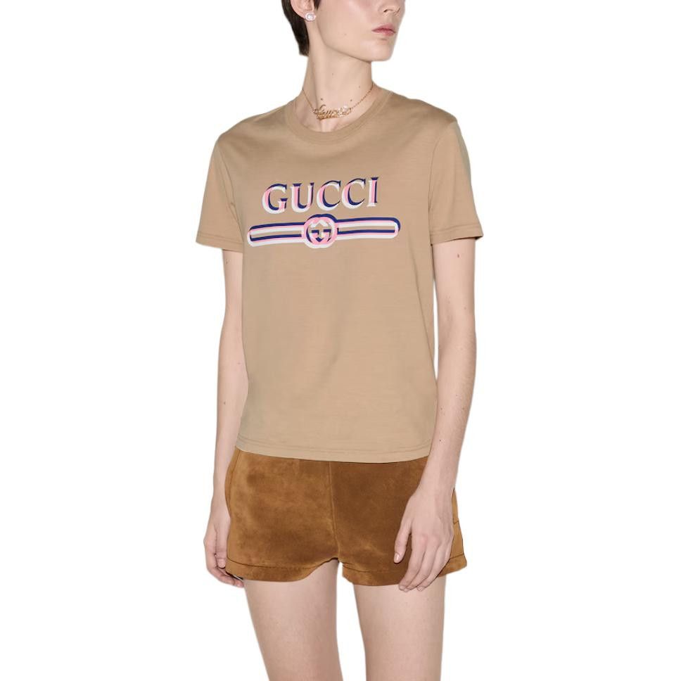 Gucci Gucci Logo Print T-Shirt Beige Size M Size M / US 6-8 / IT 42-44 - 7 Thumbnail