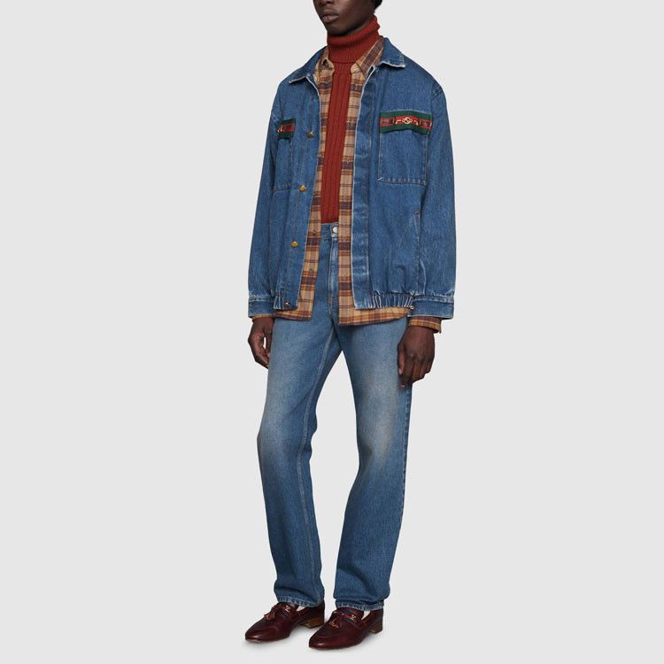 Gucci Gucci Web Trim Denim Jacket Size S Size US S / EU 44-46 / 1 - 6 Thumbnail