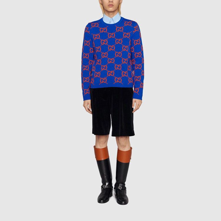 Gucci Gucci GG Logo Wool Sweater Blue Size S Size US S / EU 44-46 / 1 - 9 Thumbnail