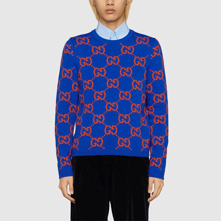Gucci Gucci GG Logo Wool Sweater Blue Size S Size US S / EU 44-46 / 1 - 10 Thumbnail