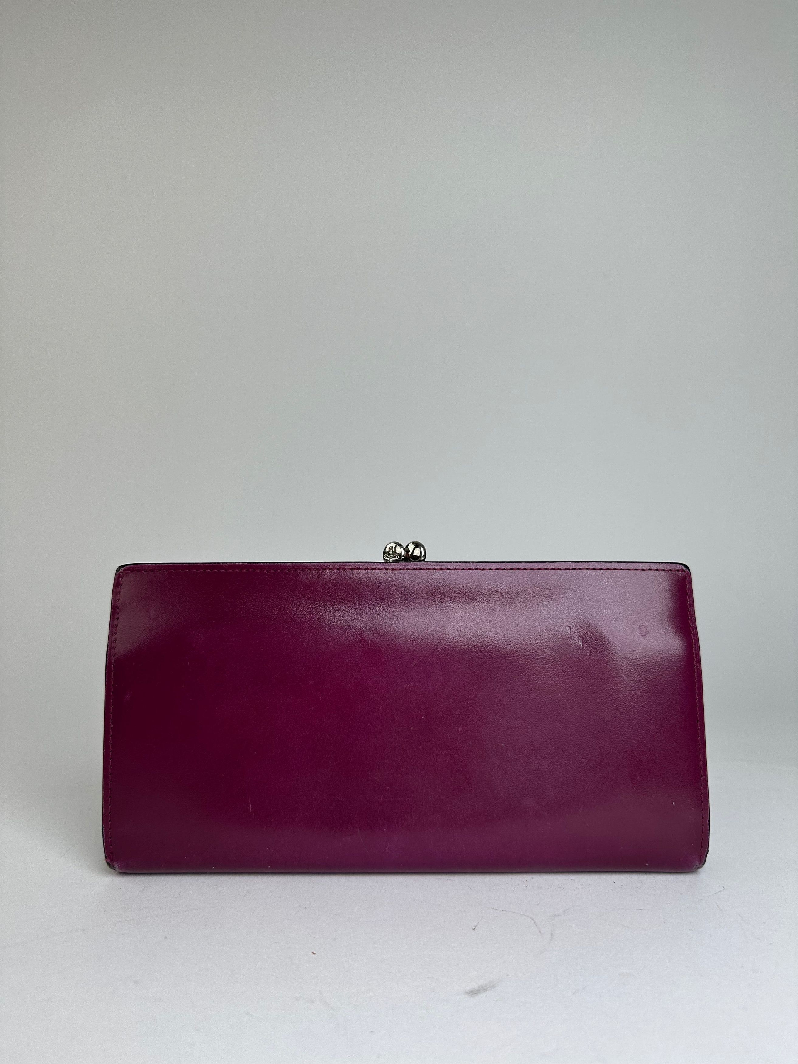 Vivienne Westwood Purple Leather Wallet with Silver-Tone Clasp Size ONE SIZE - 2 Thumbnail