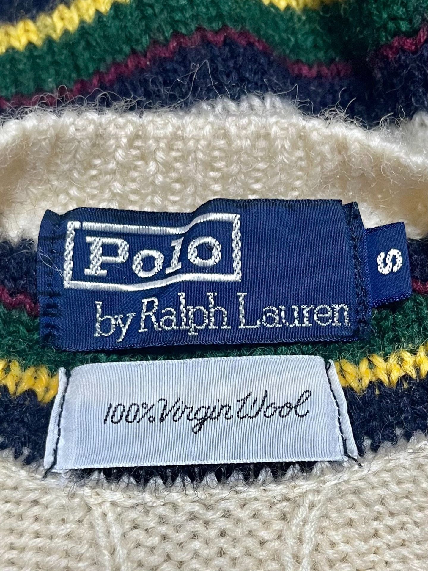 Polo Ralph Lauren Polo Ralph Lauren Cream Striped V-neck Sweater Size US S / EU 44-46 / 1 - 3 Thumbnail