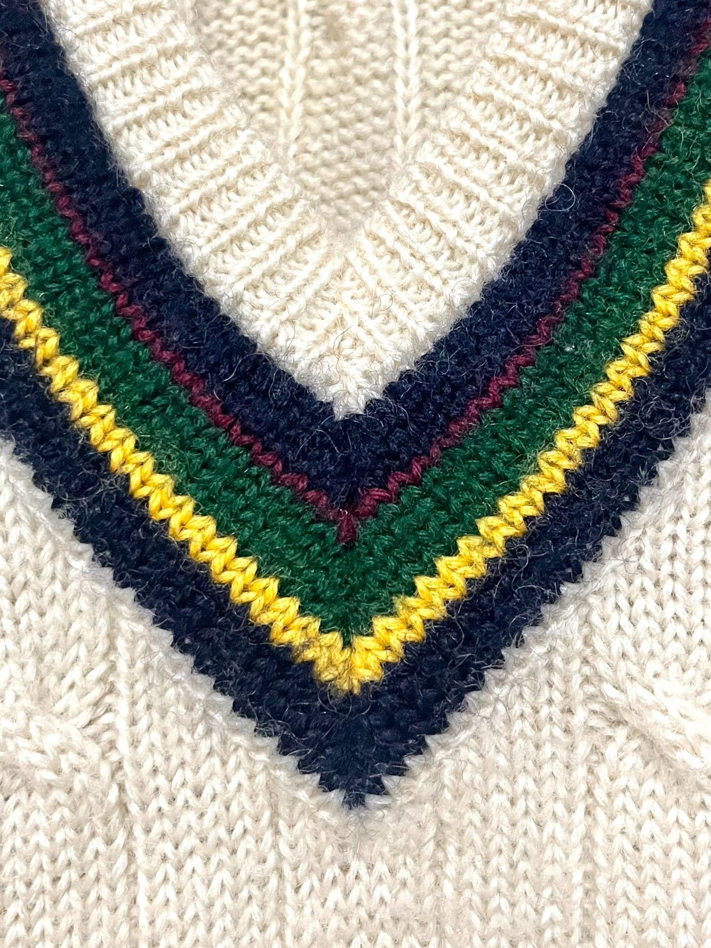 Polo Ralph Lauren Polo Ralph Lauren Cream Striped V-neck Sweater Size US S / EU 44-46 / 1 - 4 Thumbnail