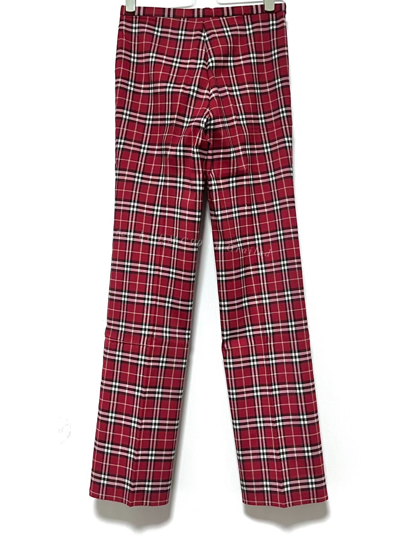 Burberry Burberry Vintage Red Tartan Straight-Leg Trousers Size 37" - 5 Thumbnail