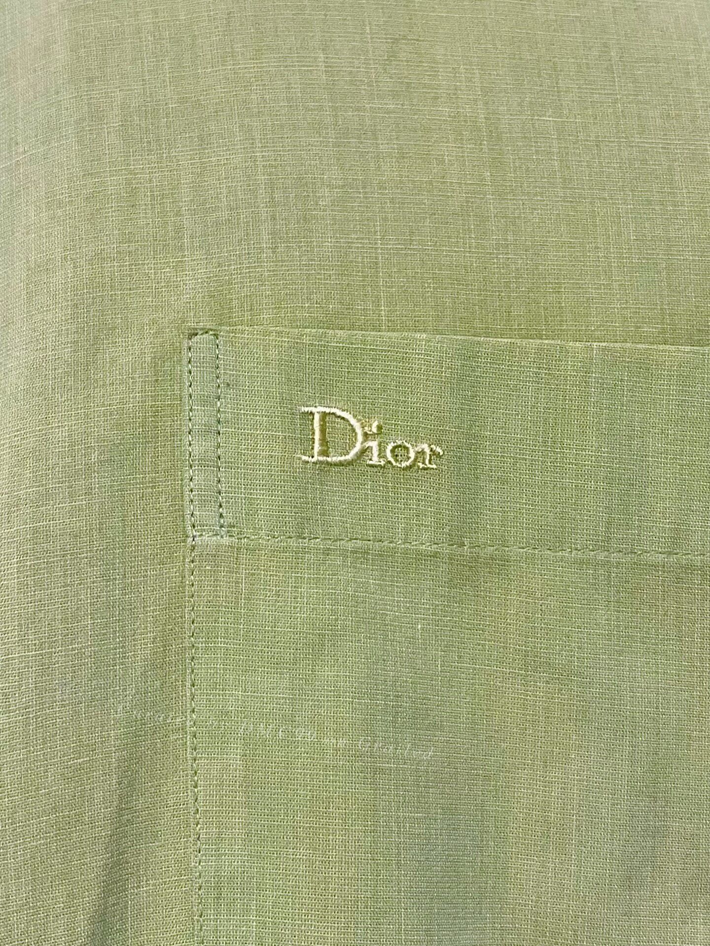 Dior Christian Dior Green Silk-Cotton Shirt Size US L / EU 52-54 / 3 - 3 Thumbnail
