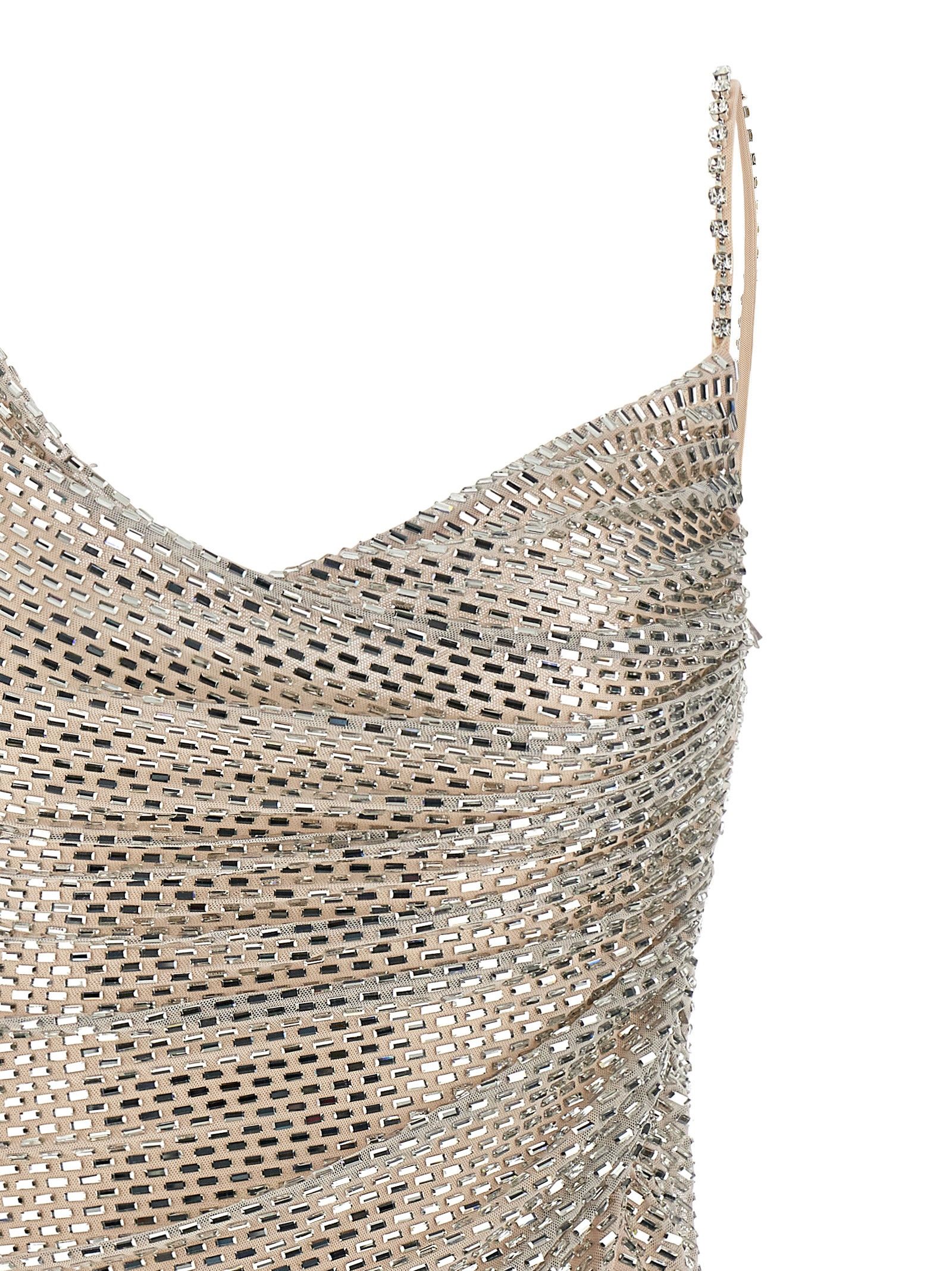 Self-Portrait 'Champagne Rhinestone Draped Mini' dress Size XS / US 0-2 / IT 36-38 - 3 Thumbnail