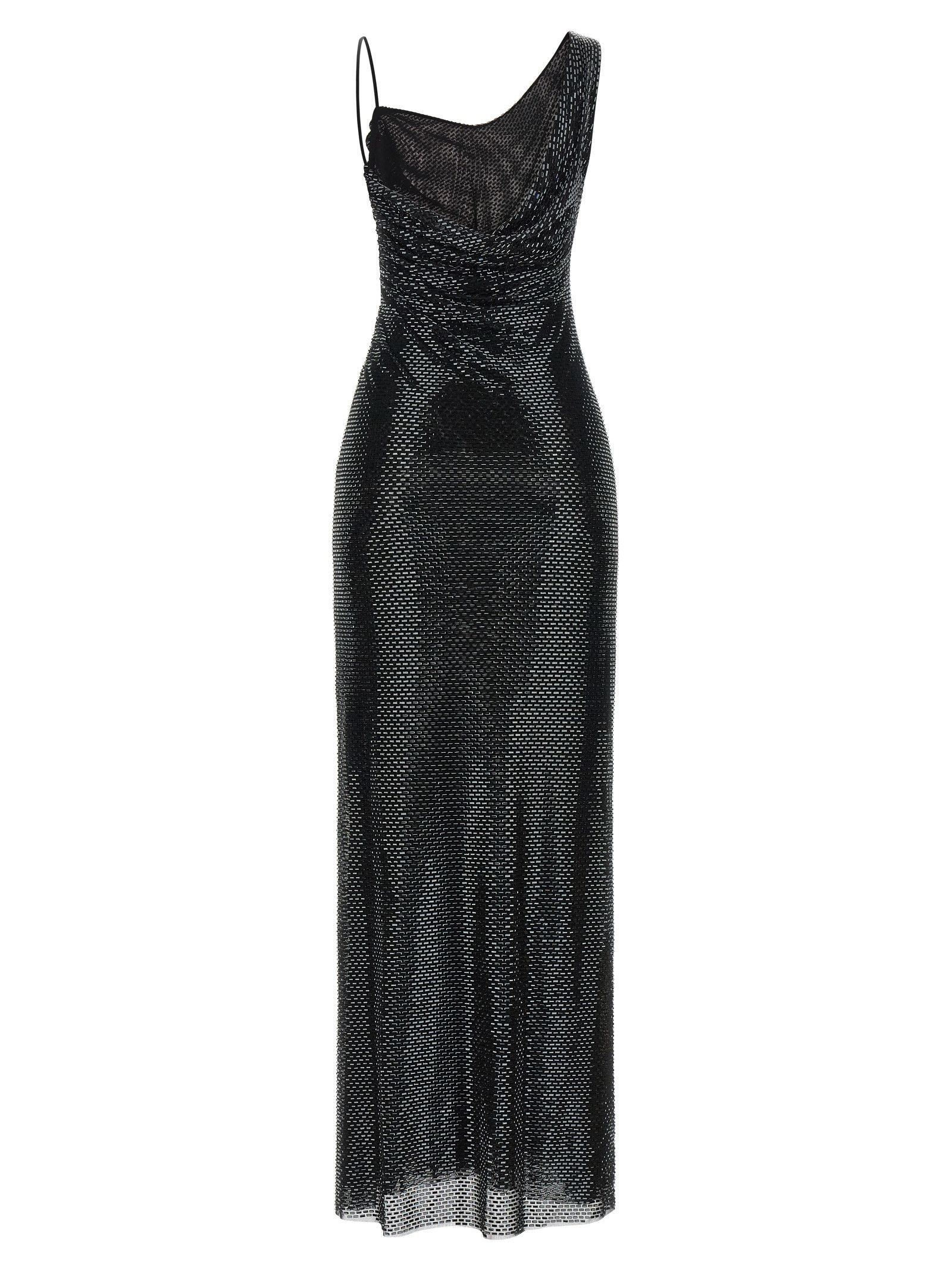 Self-Portrait 'Black Rhinestone Draped Maxi' dress Size XS / US 0-2 / IT 36-38 - 2 Thumbnail