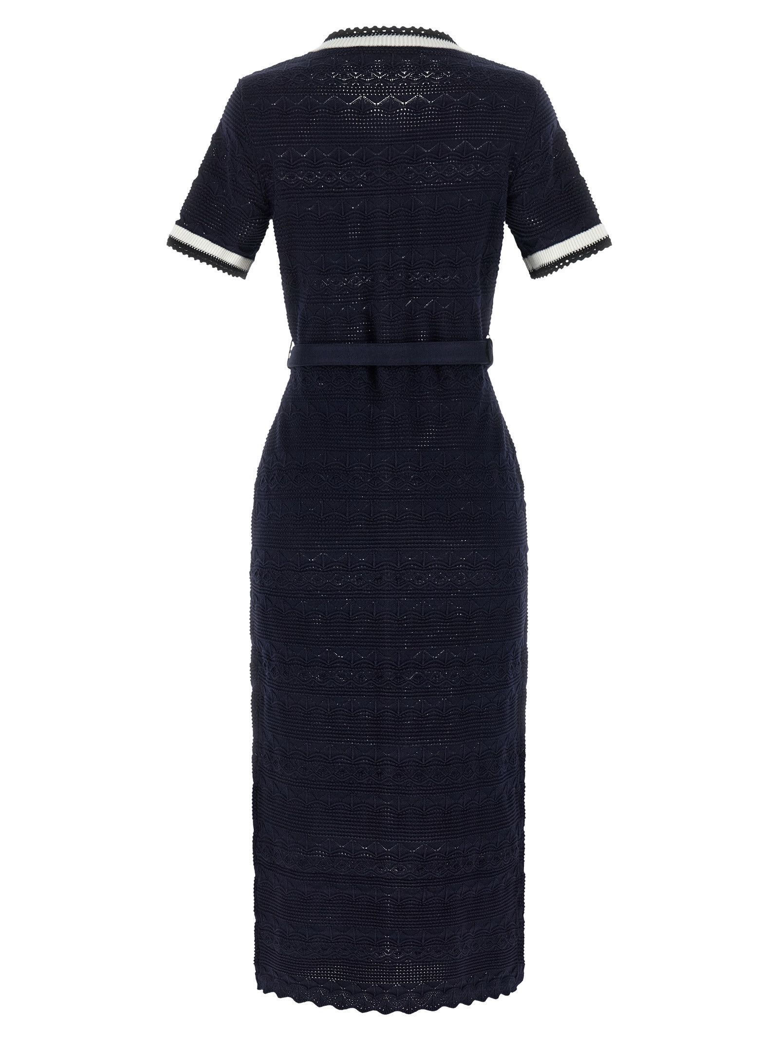 Self-Portrait 'Navy Pointelle Knit Midi' dress Size XS / US 0-2 / IT 36-38 - 2 Thumbnail