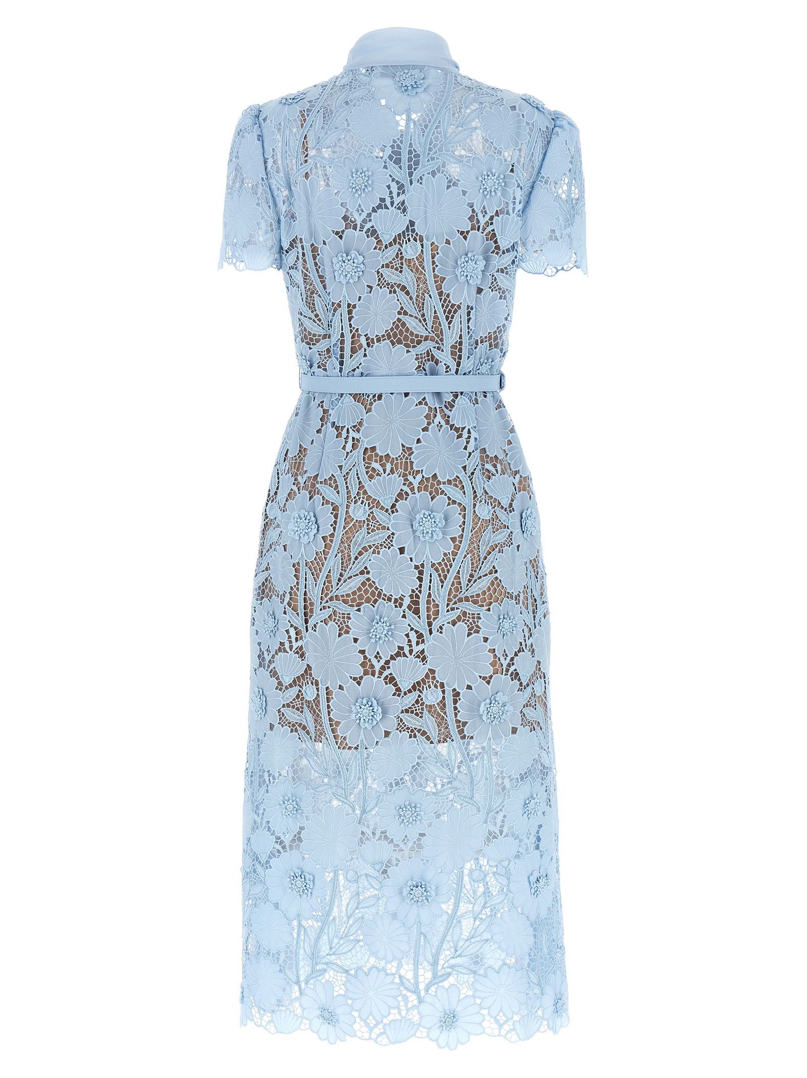 Self-Portrait 'Blue Lace Tie Neck Midi' dress Size M / US 6-8 / IT 42-44 - 2 Thumbnail