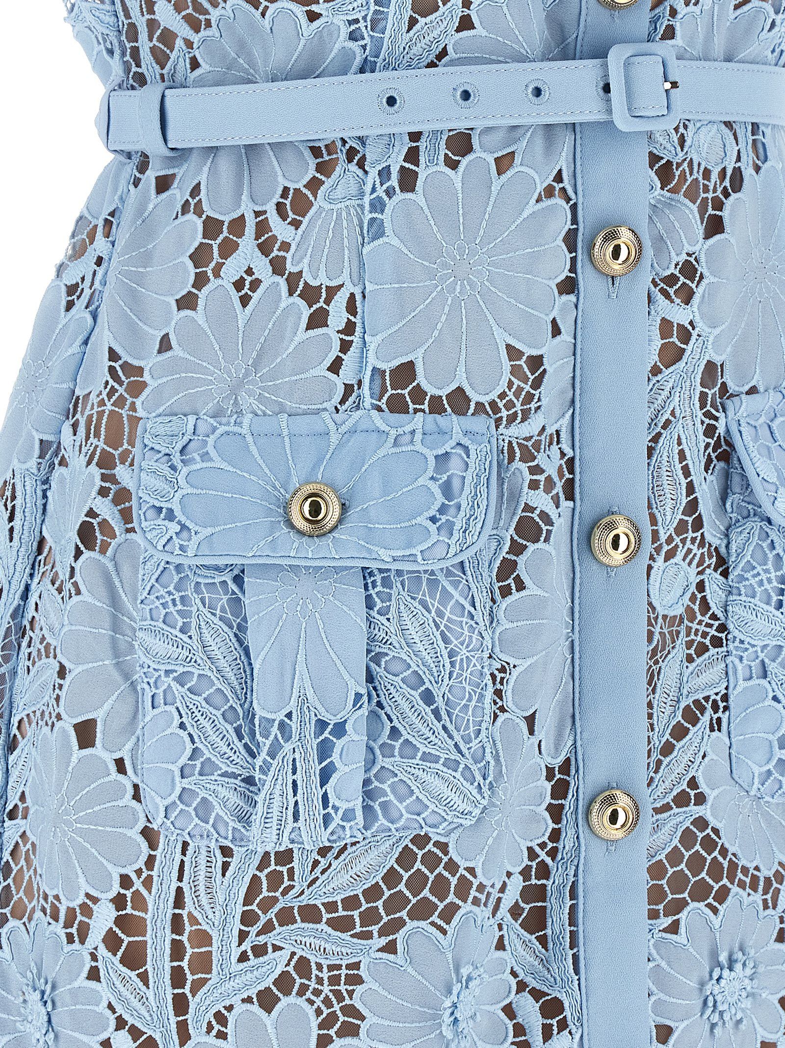Self-Portrait 'Blue Lace Tie Neck Midi' dress Size XS / US 0-2 / IT 36-38 - 4 Thumbnail