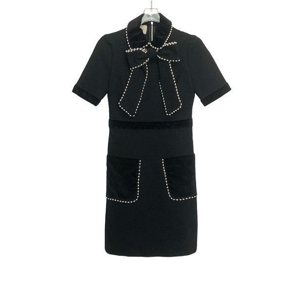 Gucci Gucci Pearl Bow Velvet Trim Mini Dress XS Size XS / US 0-2 / IT 36-38 - 9 Thumbnail