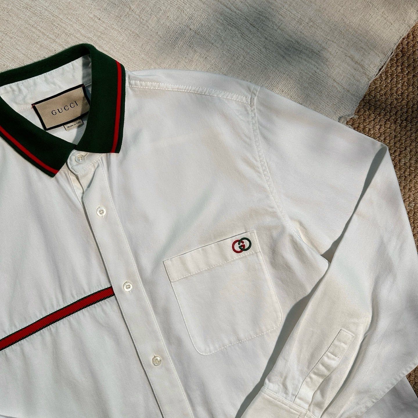 Gucci Gucci Web Collar Shirt Size 50 Size US M / EU 48-50 / 2 - 7 Thumbnail