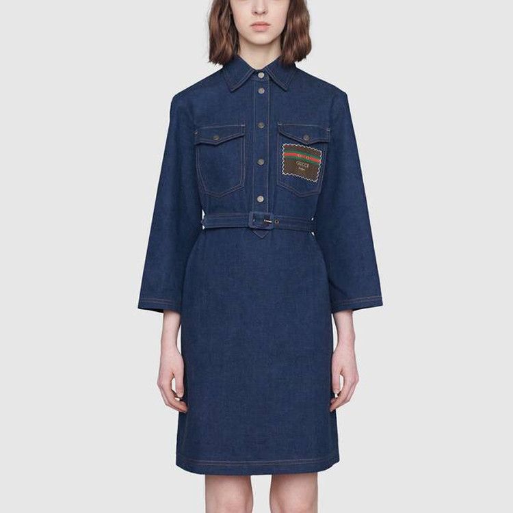 Gucci Gucci Logo Patch Denim Dress Size 36 Size XS / US 0-2 / IT 36-38 - 13 Thumbnail