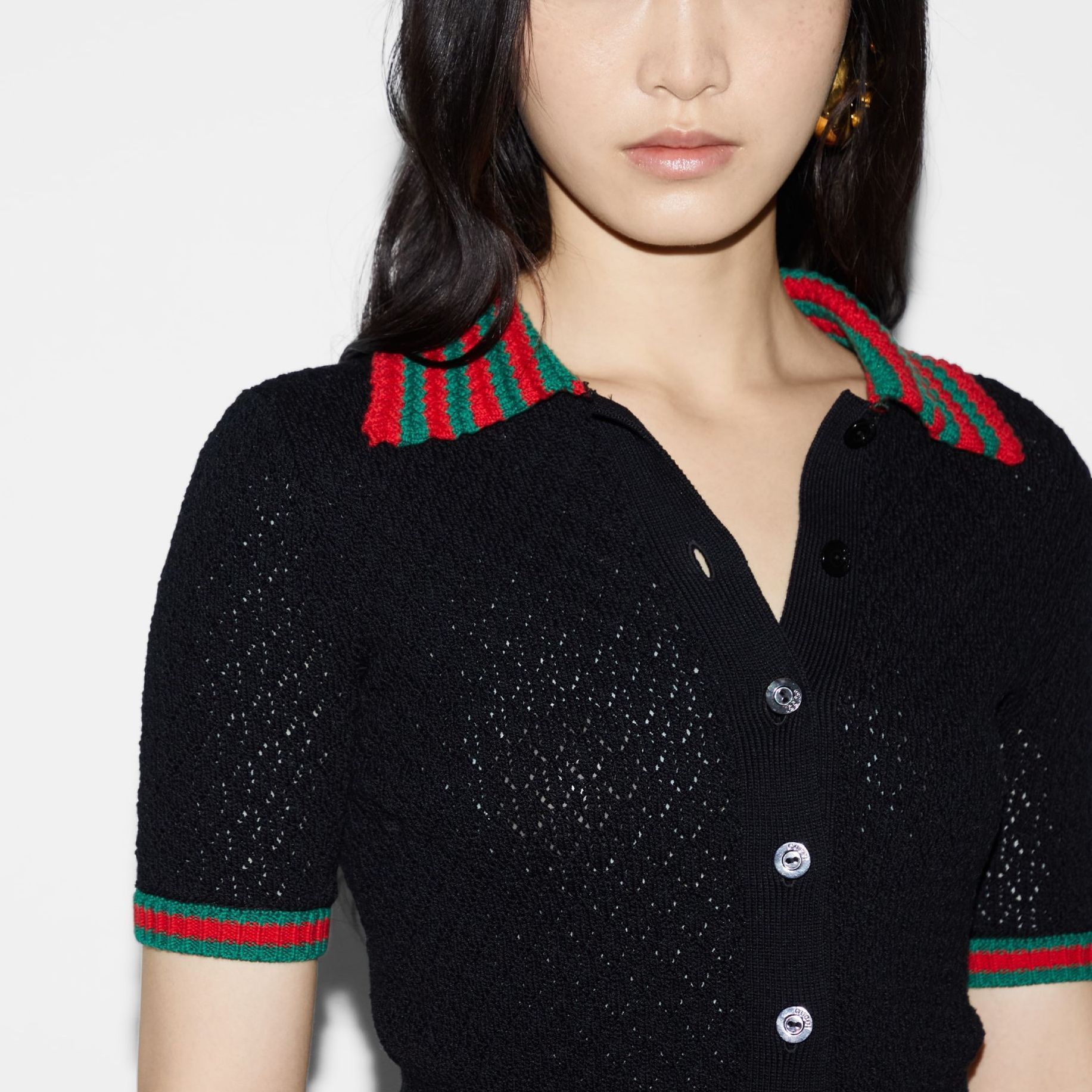 Gucci Gucci Web Striped Knit Polo Size L Size L / US 10 / IT 46 - 11 Thumbnail
