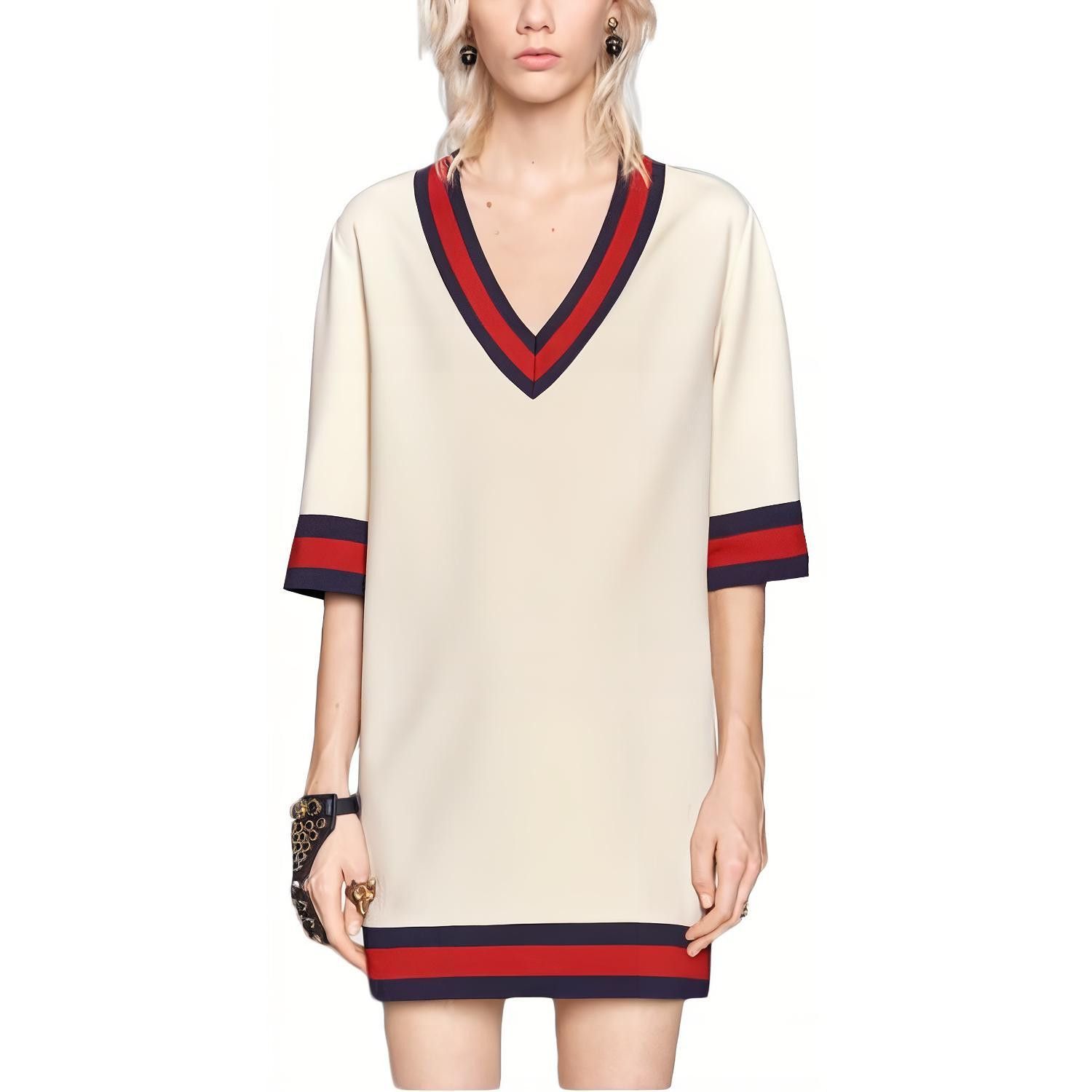 Gucci Gucci V-Neck Striped Mini Dress Size S Size S / US 4 / IT 40 - 9 Thumbnail