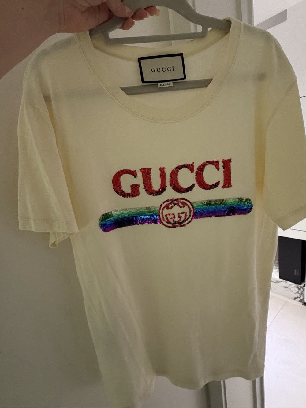 Gucci Gucci Sequin Logo T-Shirt Size XS Size XS / US 0-2 / IT 36-38 - 8 Thumbnail