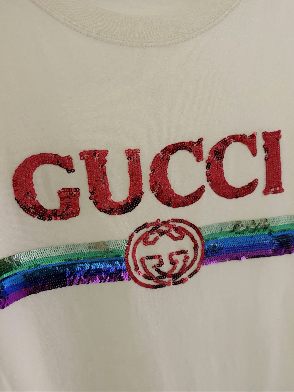 Gucci Gucci Sequin Logo T-Shirt Size XS Size XS / US 0-2 / IT 36-38 - 9 Thumbnail