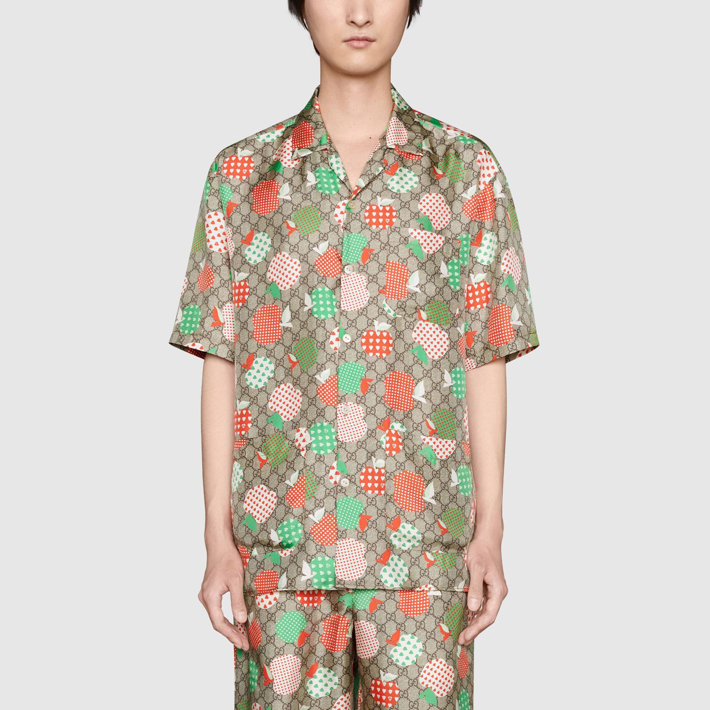 Gucci Gucci Apple Print Silk Shirt Size 46 Size US S / EU 44-46 / 1 - 9 Thumbnail