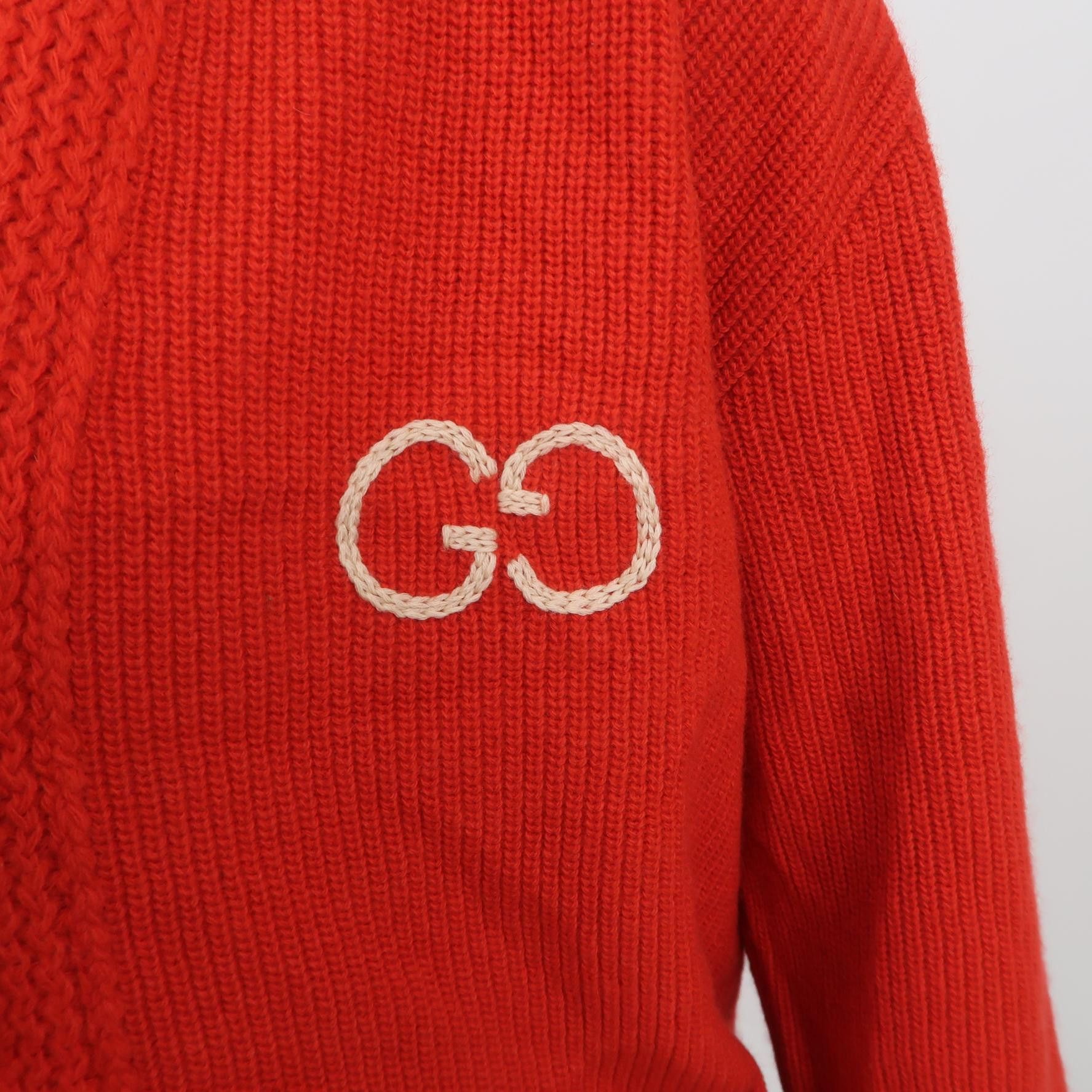 Gucci Gucci Red Wool Logo Cardigan Size XL Size US XL / EU 56 / 4 - 3 Thumbnail