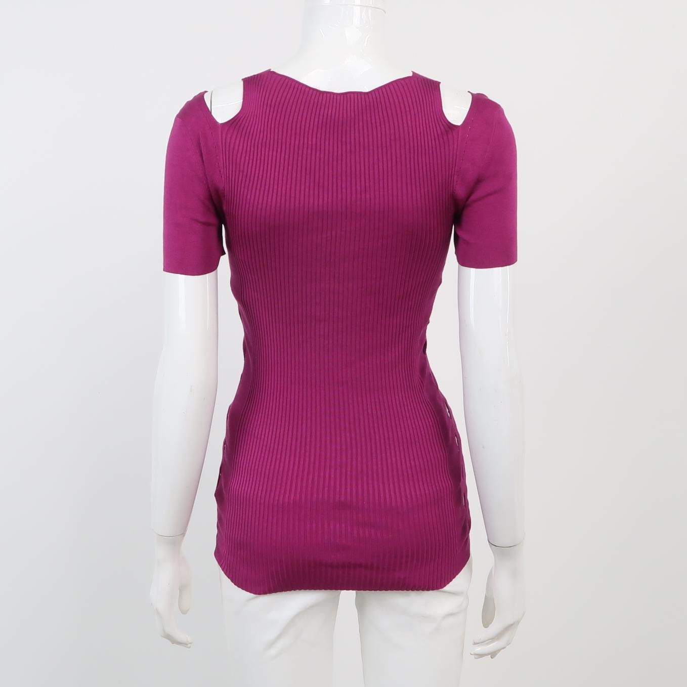 Gucci Gucci Ribbed Silk Cutout Knit Top Size S Size S / US 4 / IT 40 - 2 Thumbnail
