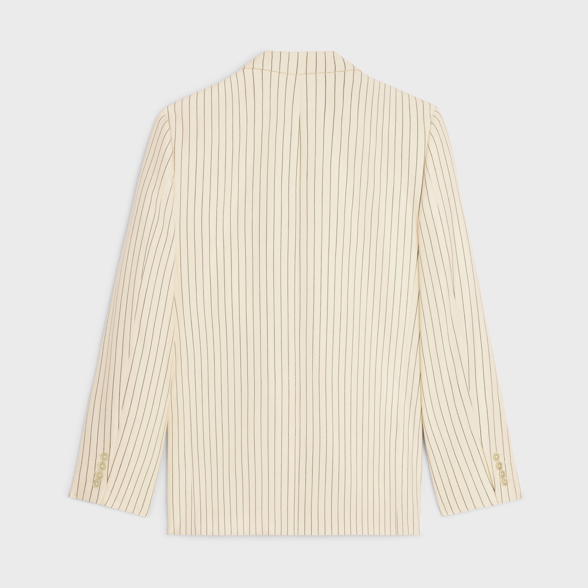 Celine CLASSIC JACKET IN STRIPED WOOL ecru/black Size US M / EU 48-50 / 2 - 2 Thumbnail