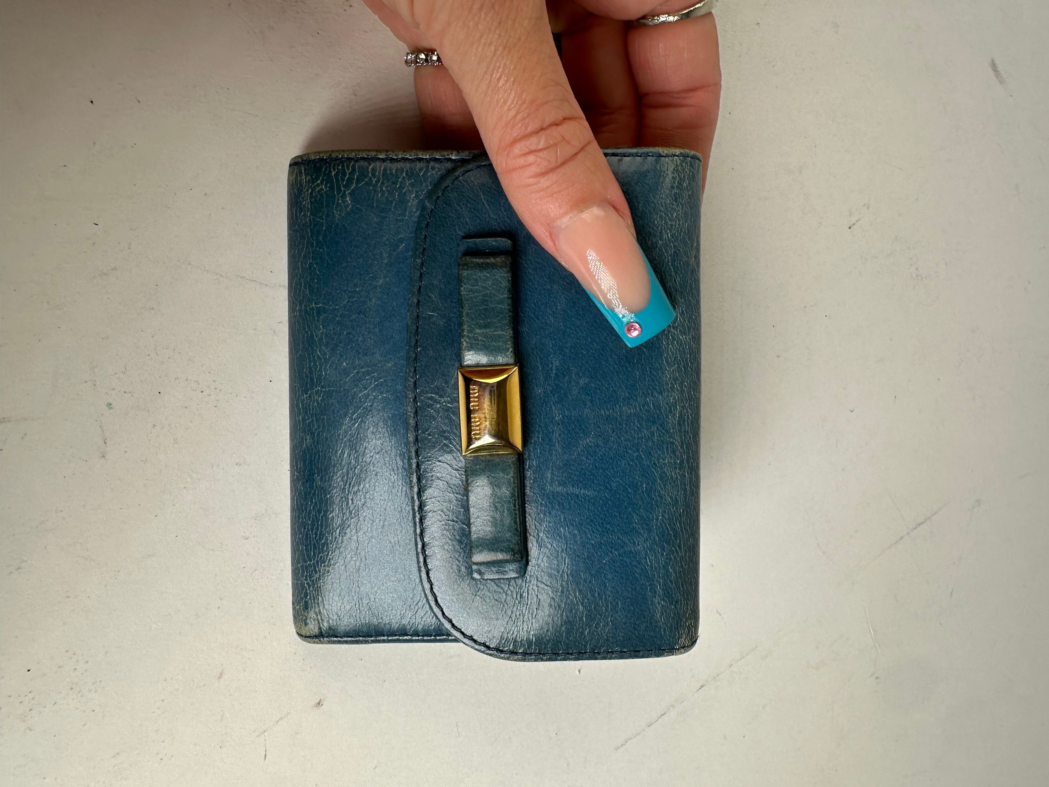 Miu Miu Vintage Pebbled Wallet Blue Size ONE SIZE - 6 Thumbnail