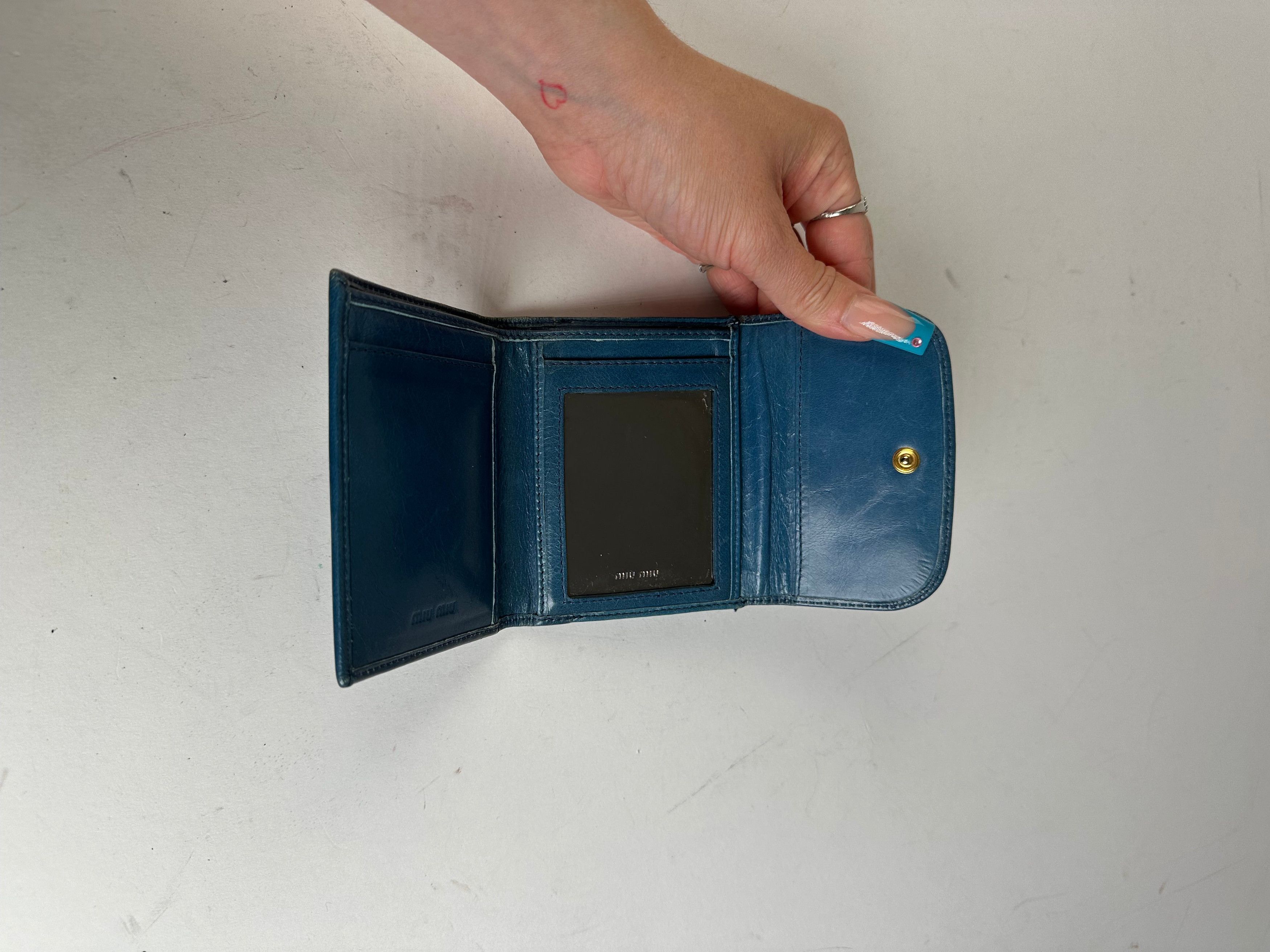 Miu Miu Vintage Pebbled Wallet Blue Size ONE SIZE - 3 Thumbnail