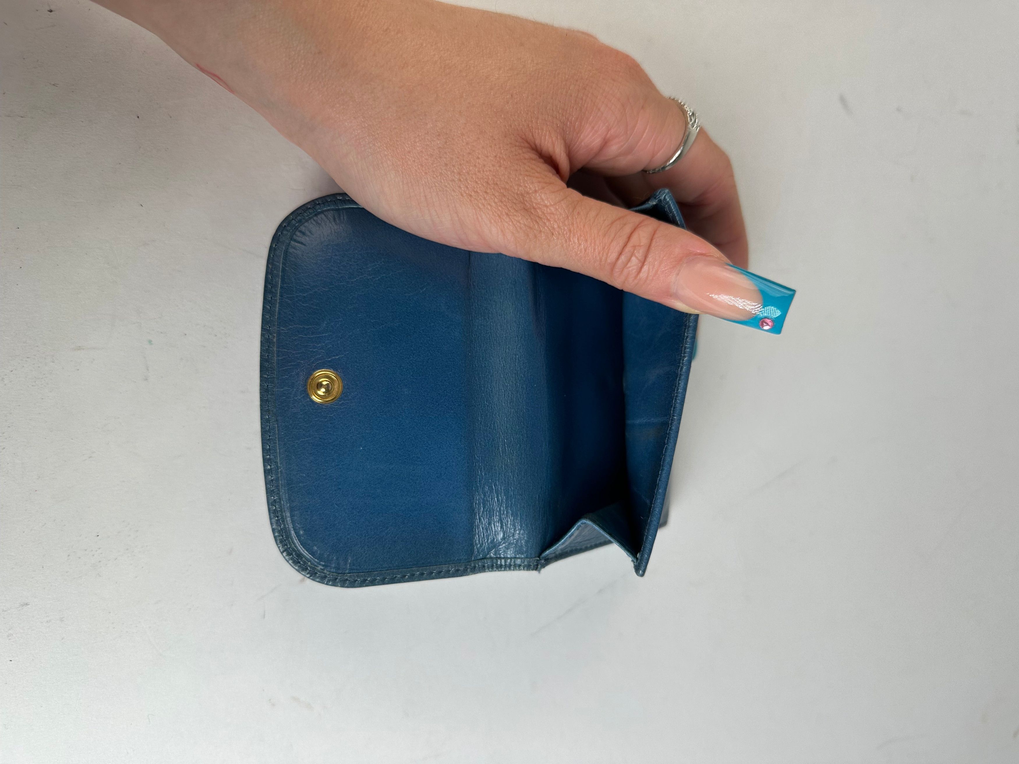 Miu Miu Vintage Pebbled Wallet Blue Size ONE SIZE - 5 Thumbnail