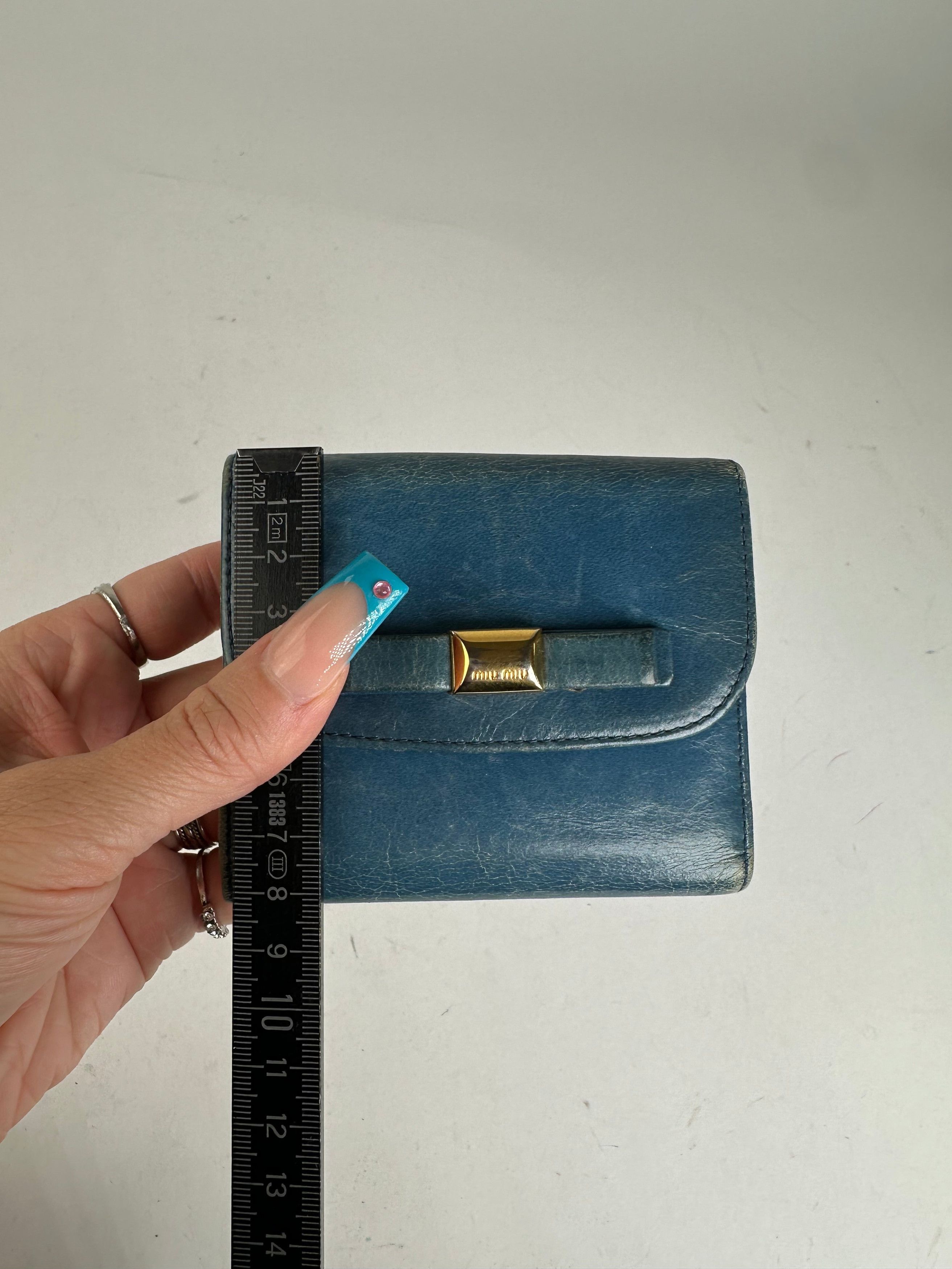 Miu Miu Vintage Pebbled Wallet Blue Size ONE SIZE - 8 Thumbnail