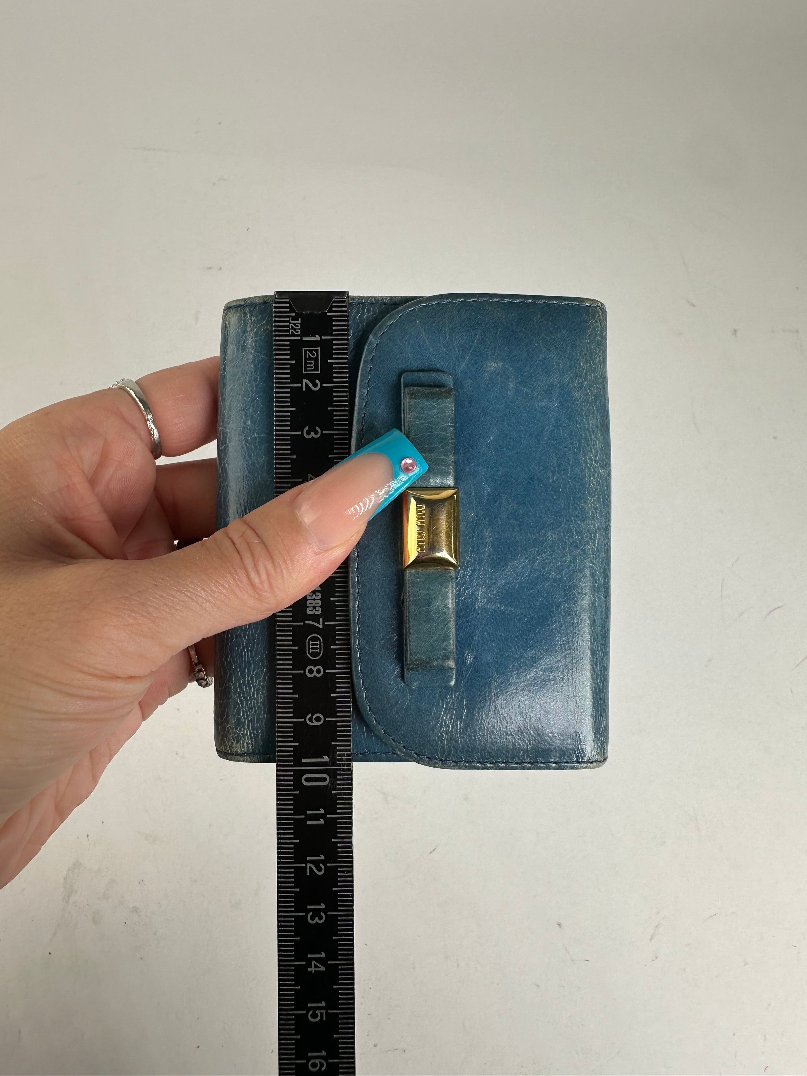 Miu Miu Vintage Pebbled Wallet Blue Size ONE SIZE - 7 Thumbnail