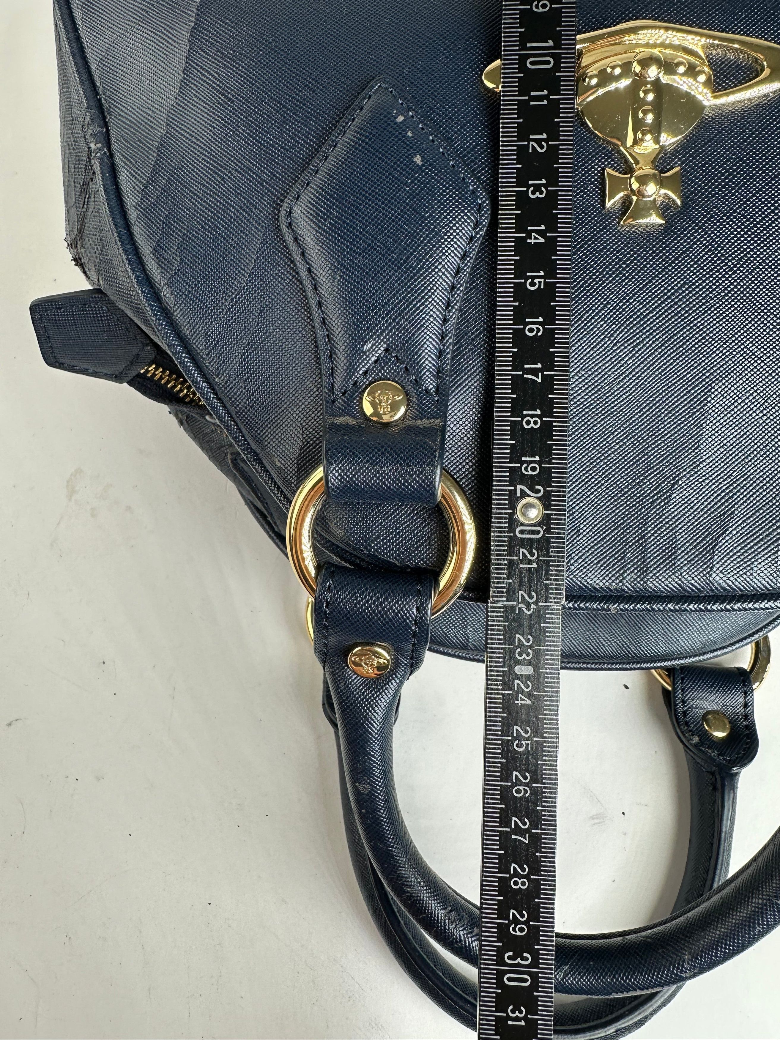 Vivienne Westwood Vintage Leather Handbag Navy Size ONE SIZE - 13 Thumbnail