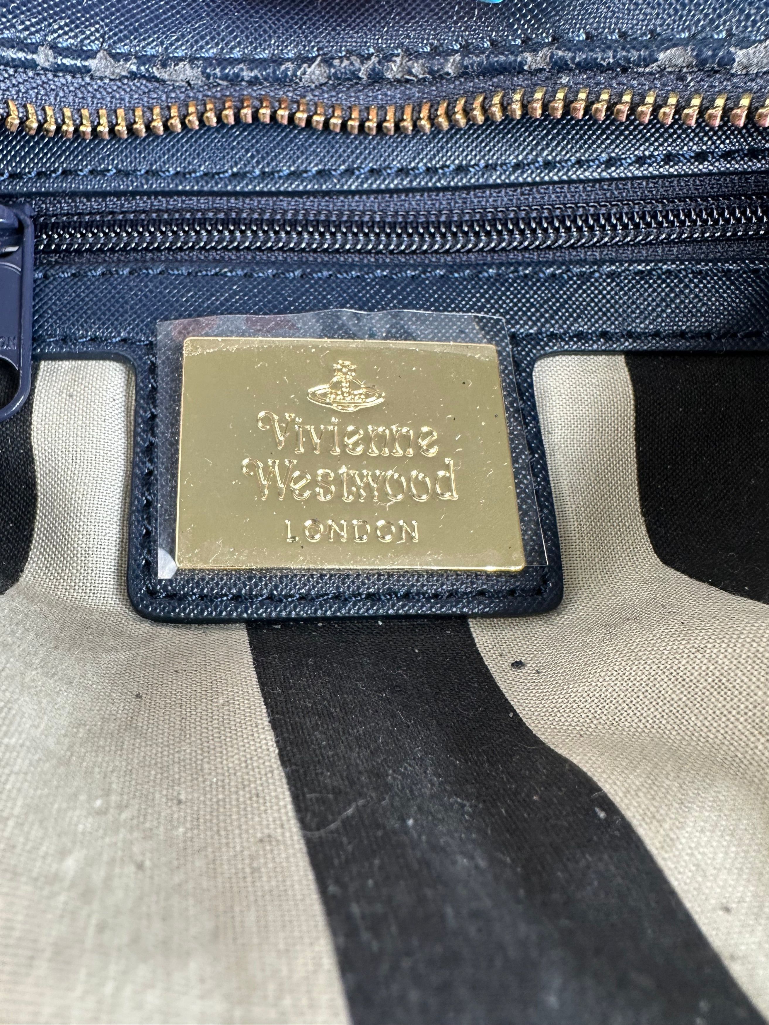 Vivienne Westwood Vintage Leather Handbag Navy Size ONE SIZE - 5 Thumbnail