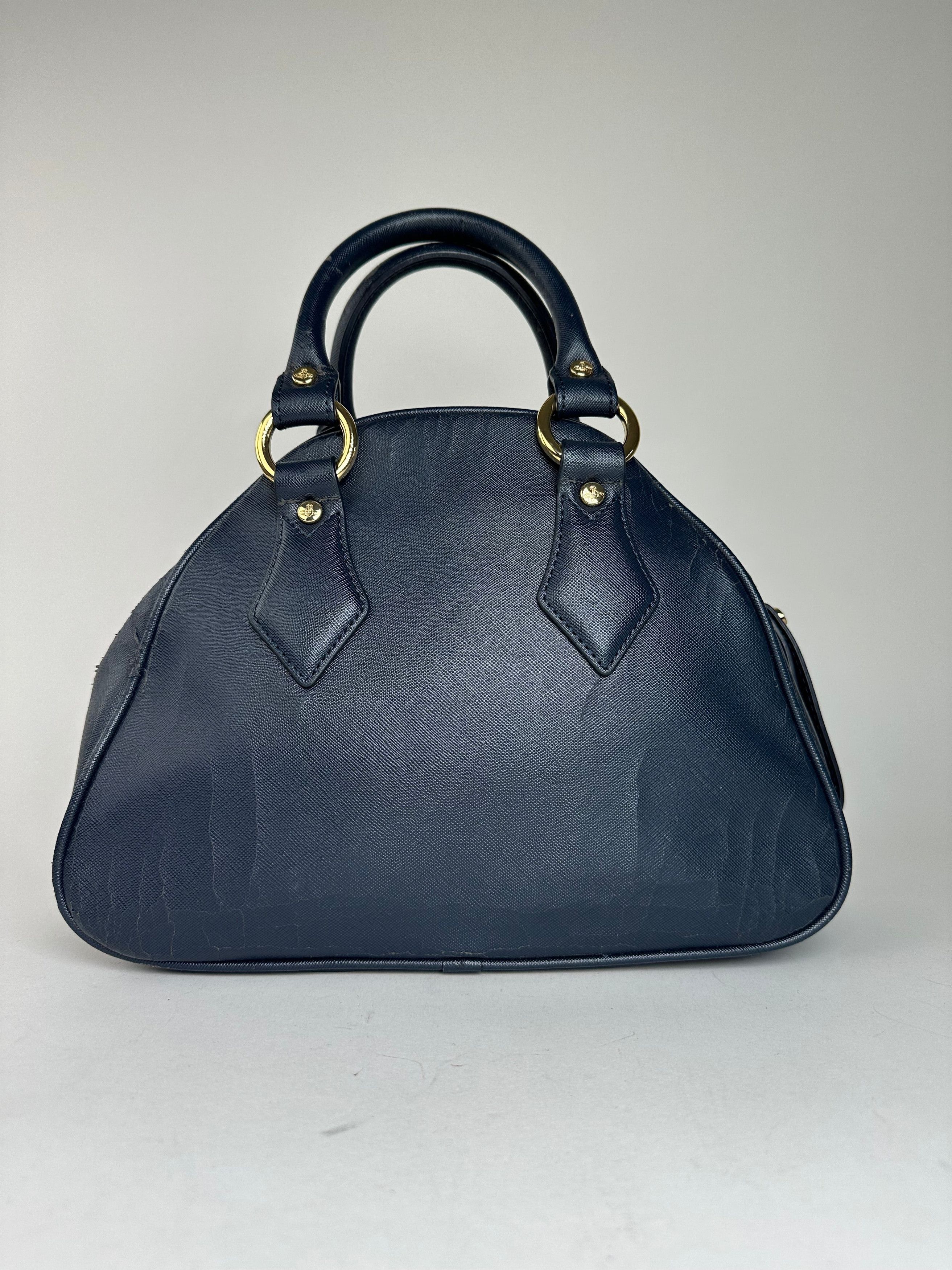 Vivienne Westwood Vintage Leather Handbag Navy Size ONE SIZE - 2 Thumbnail