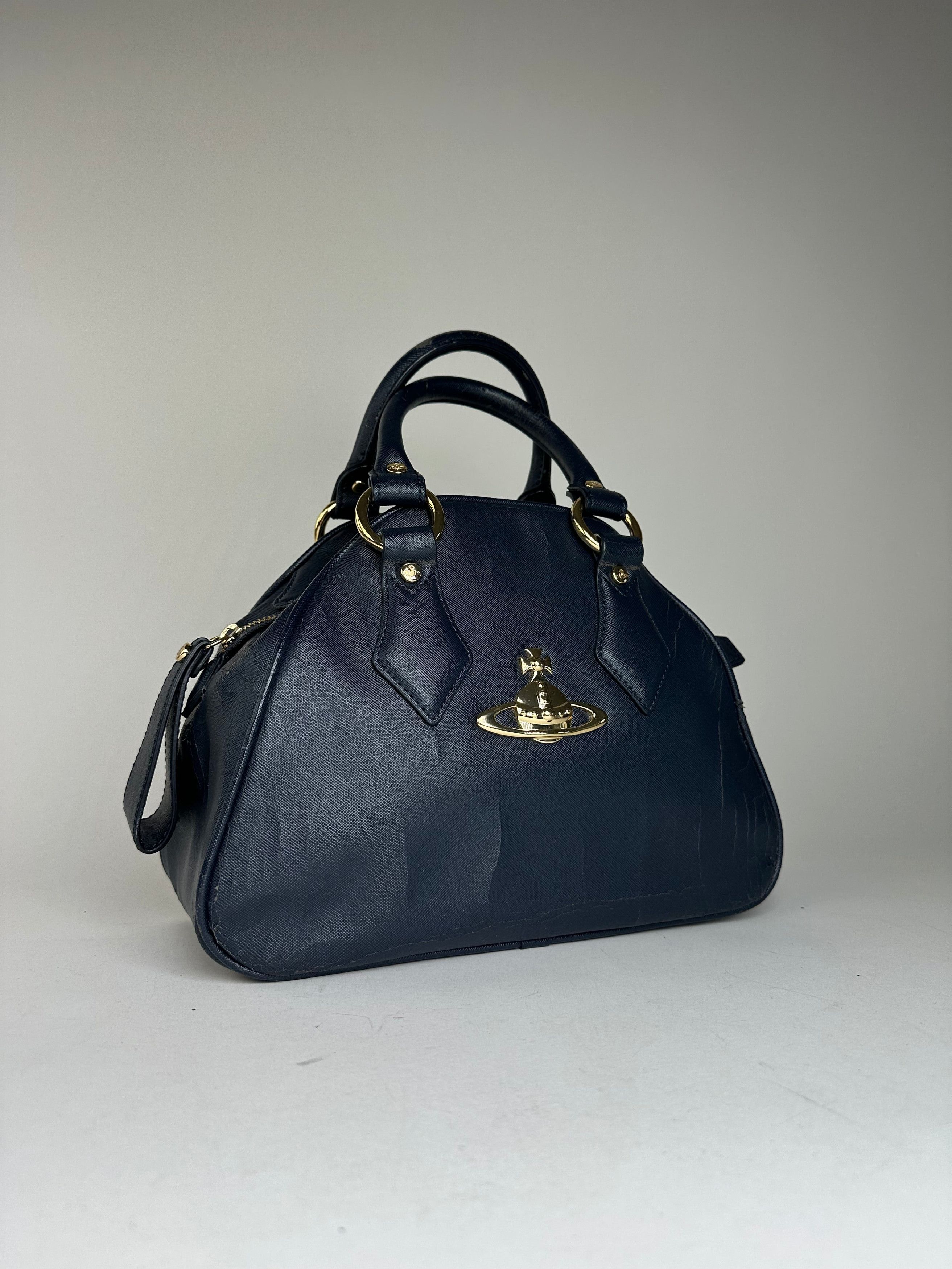 Vivienne Westwood Vintage Leather Handbag Navy Size ONE SIZE - 7 Thumbnail