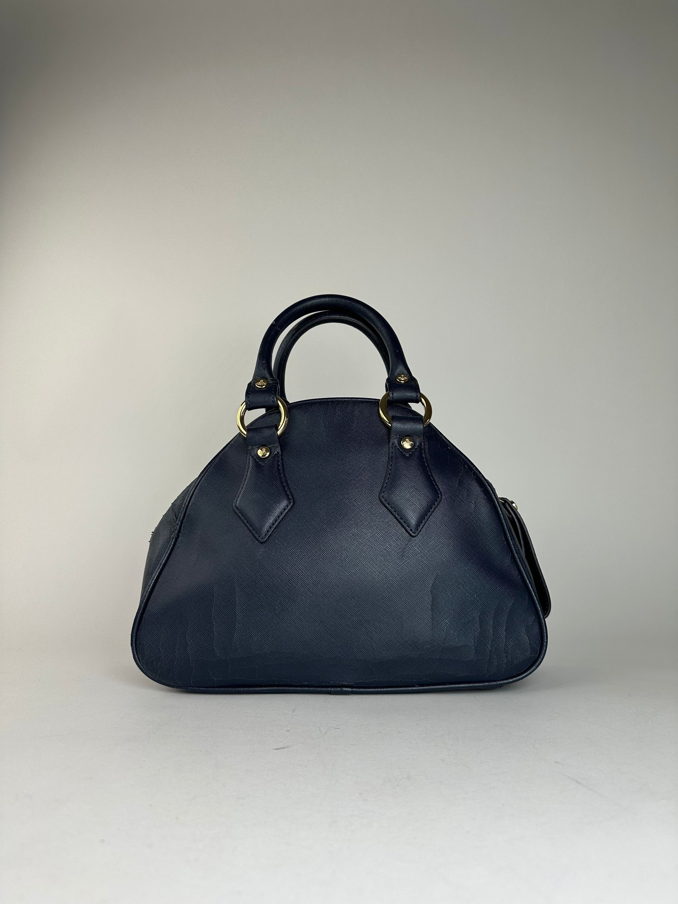 Vivienne Westwood Vintage Leather Handbag Navy Size ONE SIZE - 11 Thumbnail