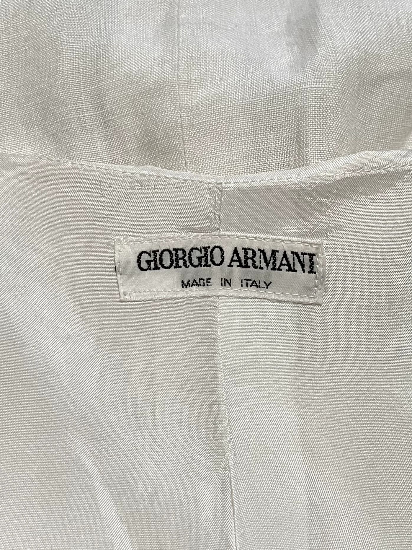 Giorgio Armani Giorgio Armani Beige Linen Blazer Size US M / EU 48-50 / 2 - 2 Thumbnail