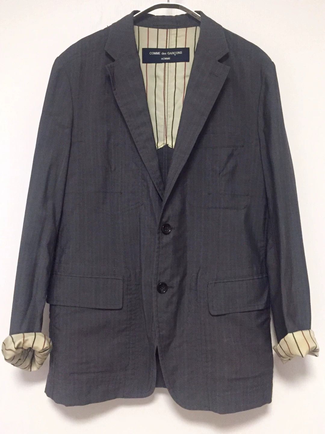 Rei Kawakubo Comme des Garcons Striped Wool Blazer Size US M / EU 48-50 / 2 - 2 Thumbnail