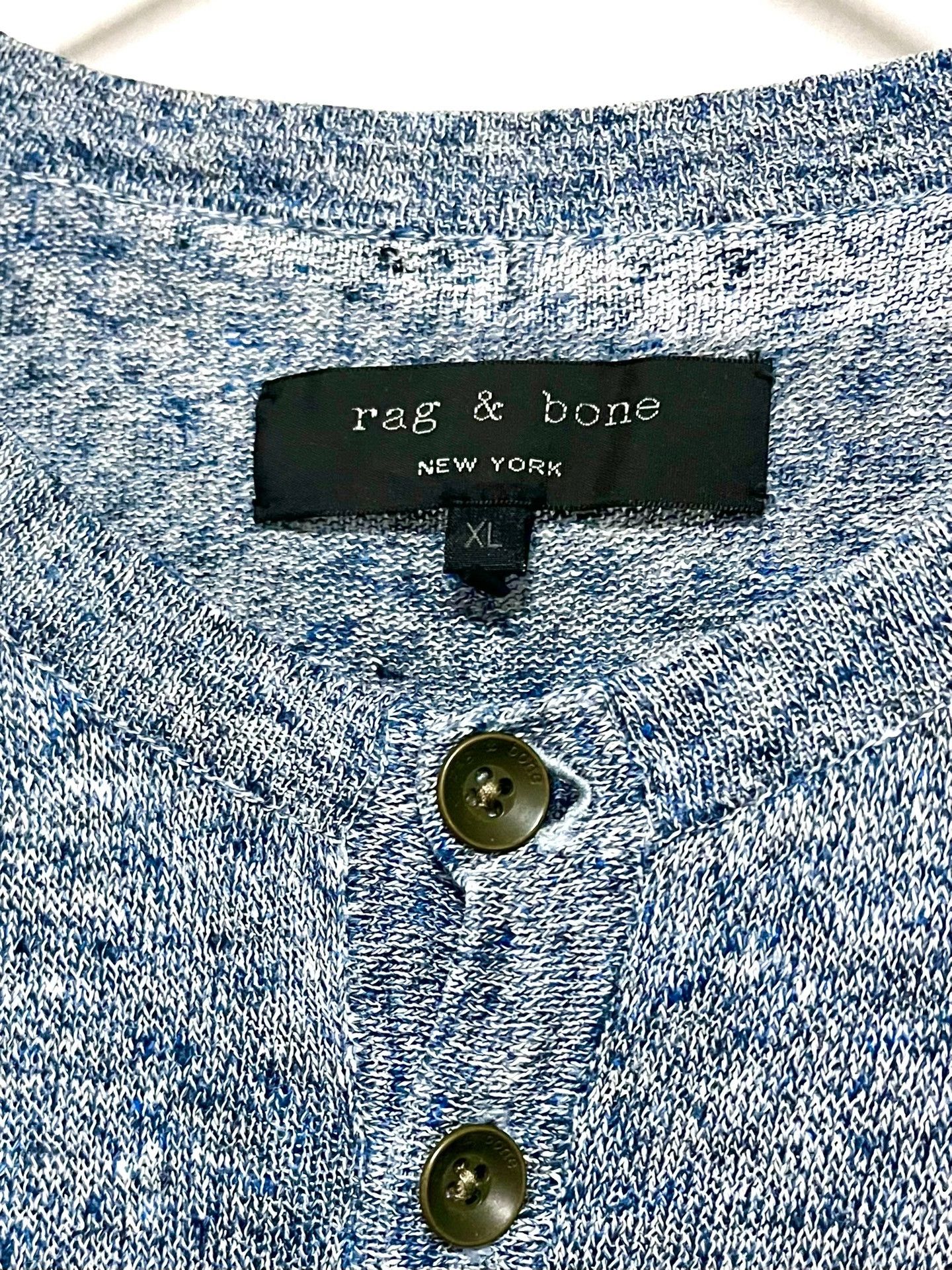 Rag & Bone rag&bone Indigo Henley Linen T-shirt Size US XL / EU 56 / 4 - 2 Thumbnail
