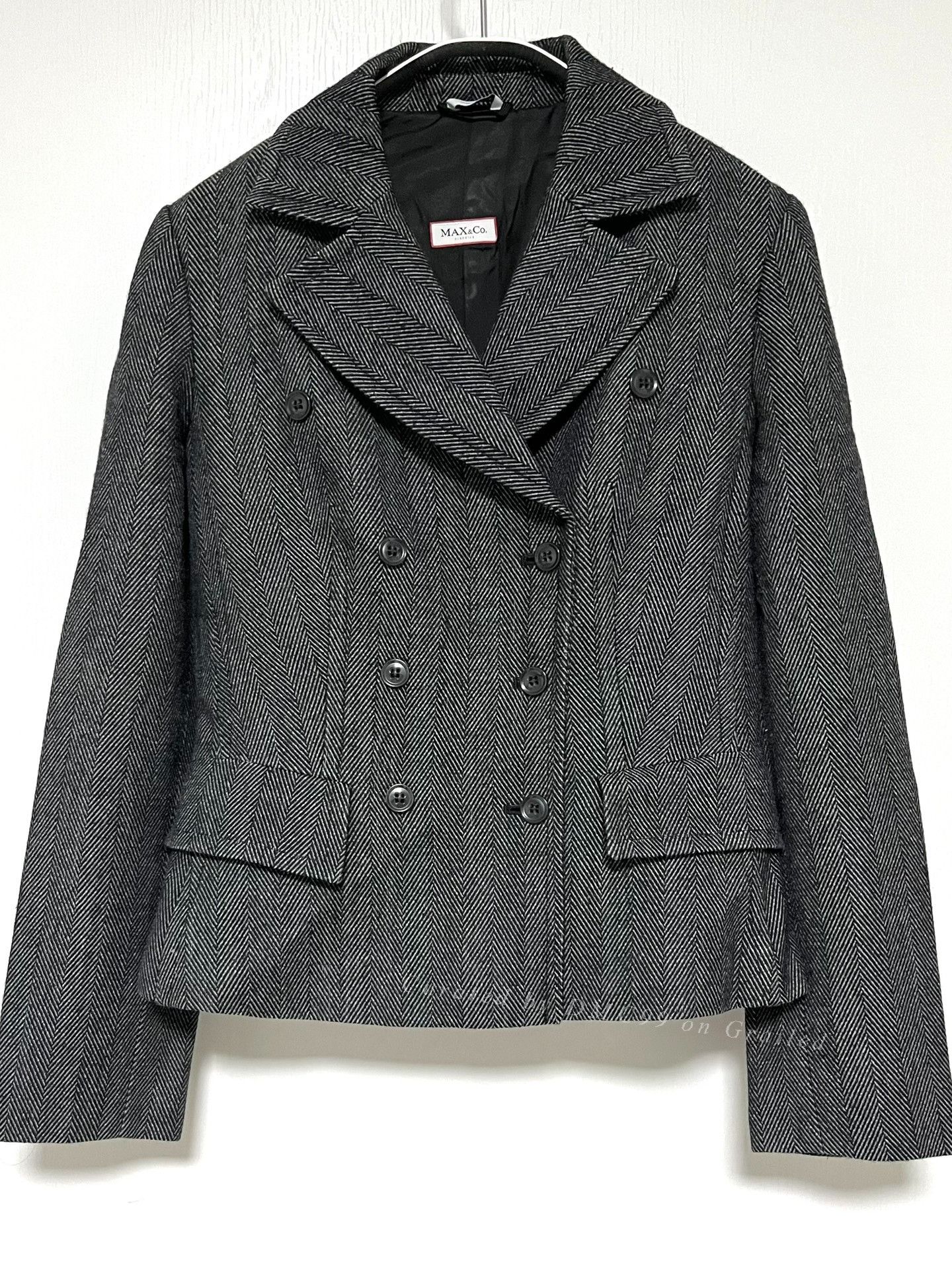 MAX&Co. Max Co. Herringbone Wool-Cotton Blazer Size M / US 6-8 / IT 42-44 - 2 Thumbnail