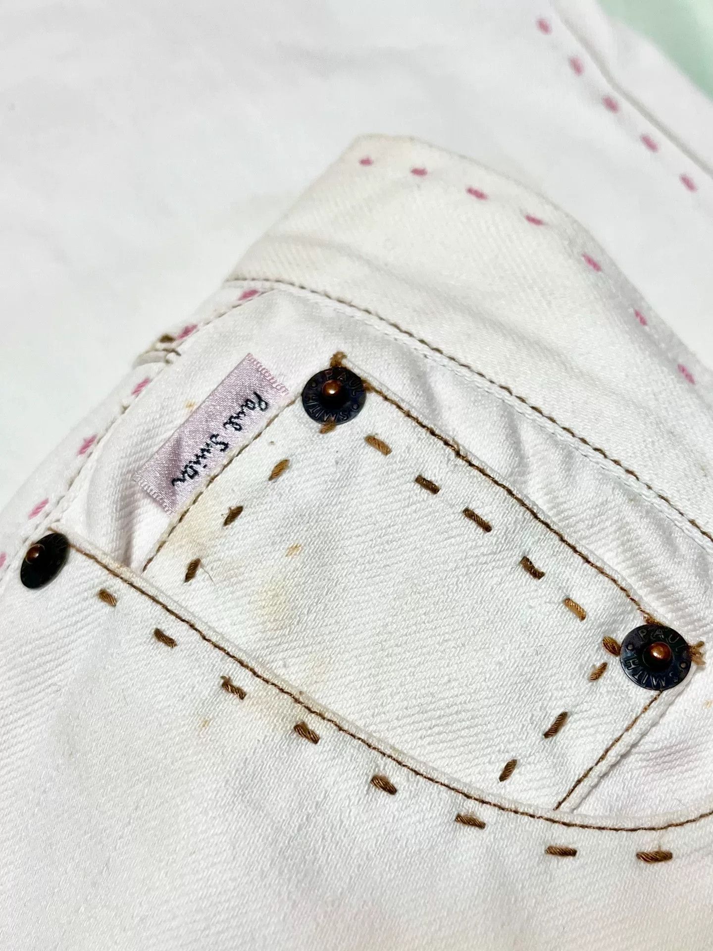 Paul Smith Paul Smith White Jeans with Pink Sashiko Size 36" / US 14 / IT 50 - 7 Thumbnail