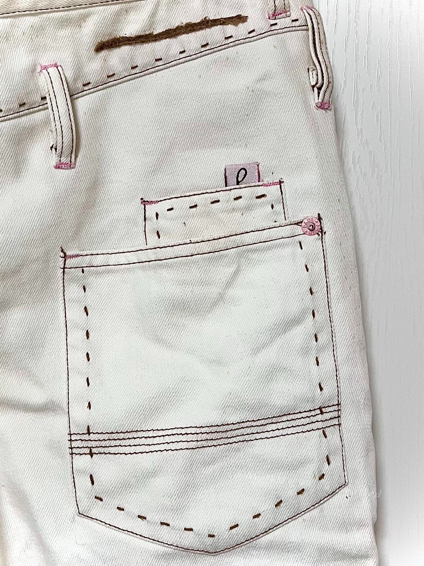 Paul Smith Paul Smith White Jeans with Pink Sashiko Size 36" / US 14 / IT 50 - 6 Thumbnail