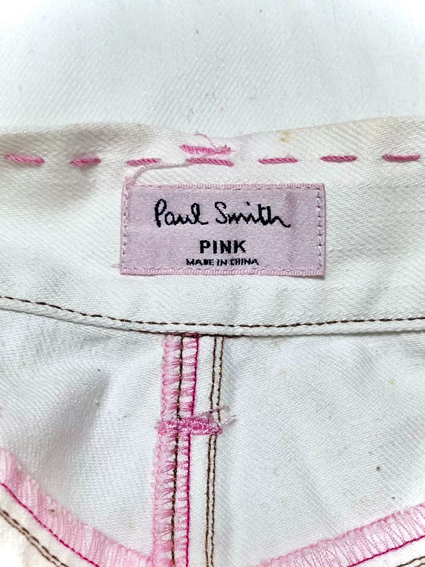 Paul Smith Paul Smith White Jeans with Pink Sashiko Size 36" / US 14 / IT 50 - 2 Thumbnail