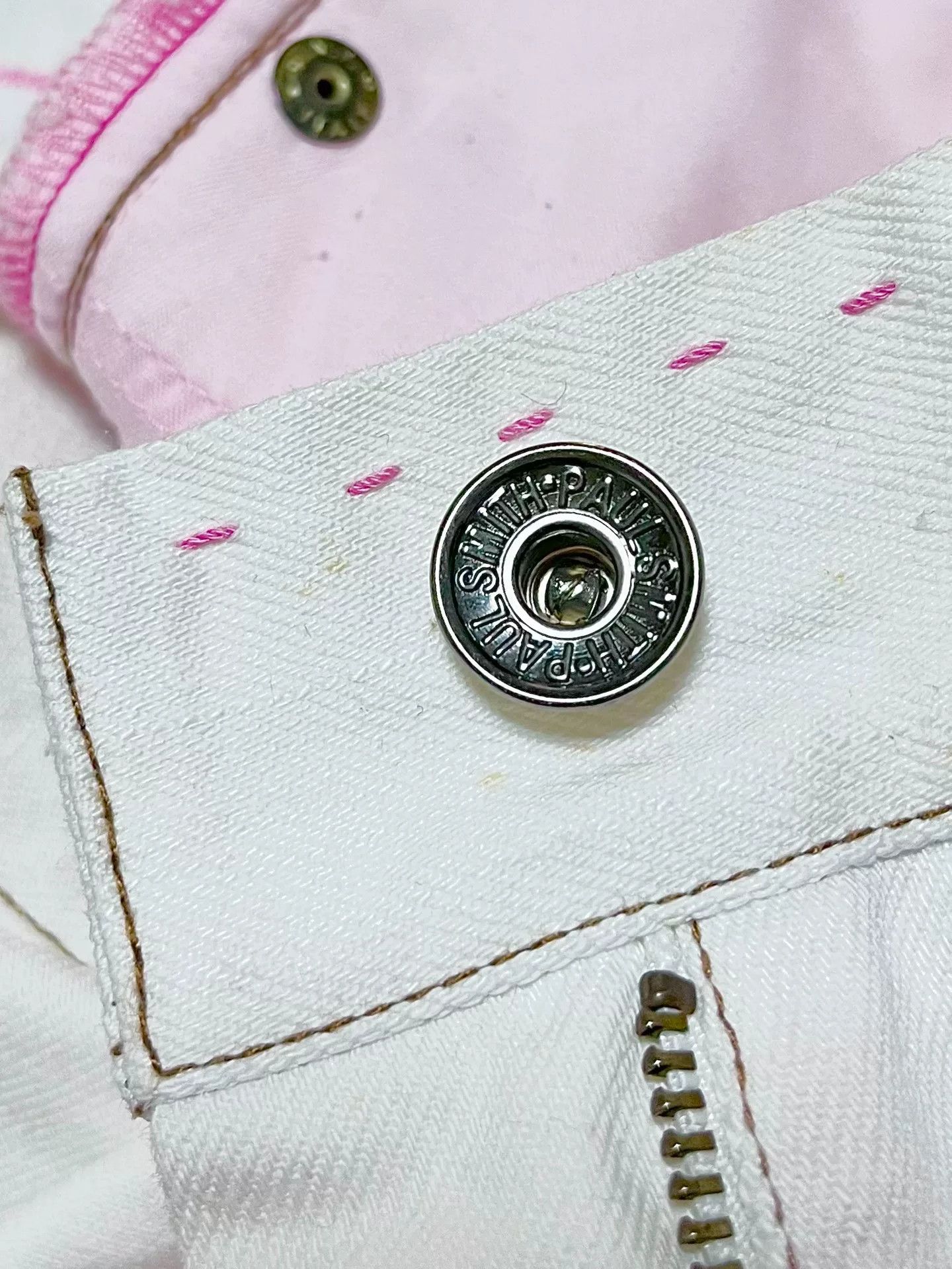 Paul Smith Paul Smith White Jeans with Pink Sashiko Size 36" / US 14 / IT 50 - 4 Thumbnail