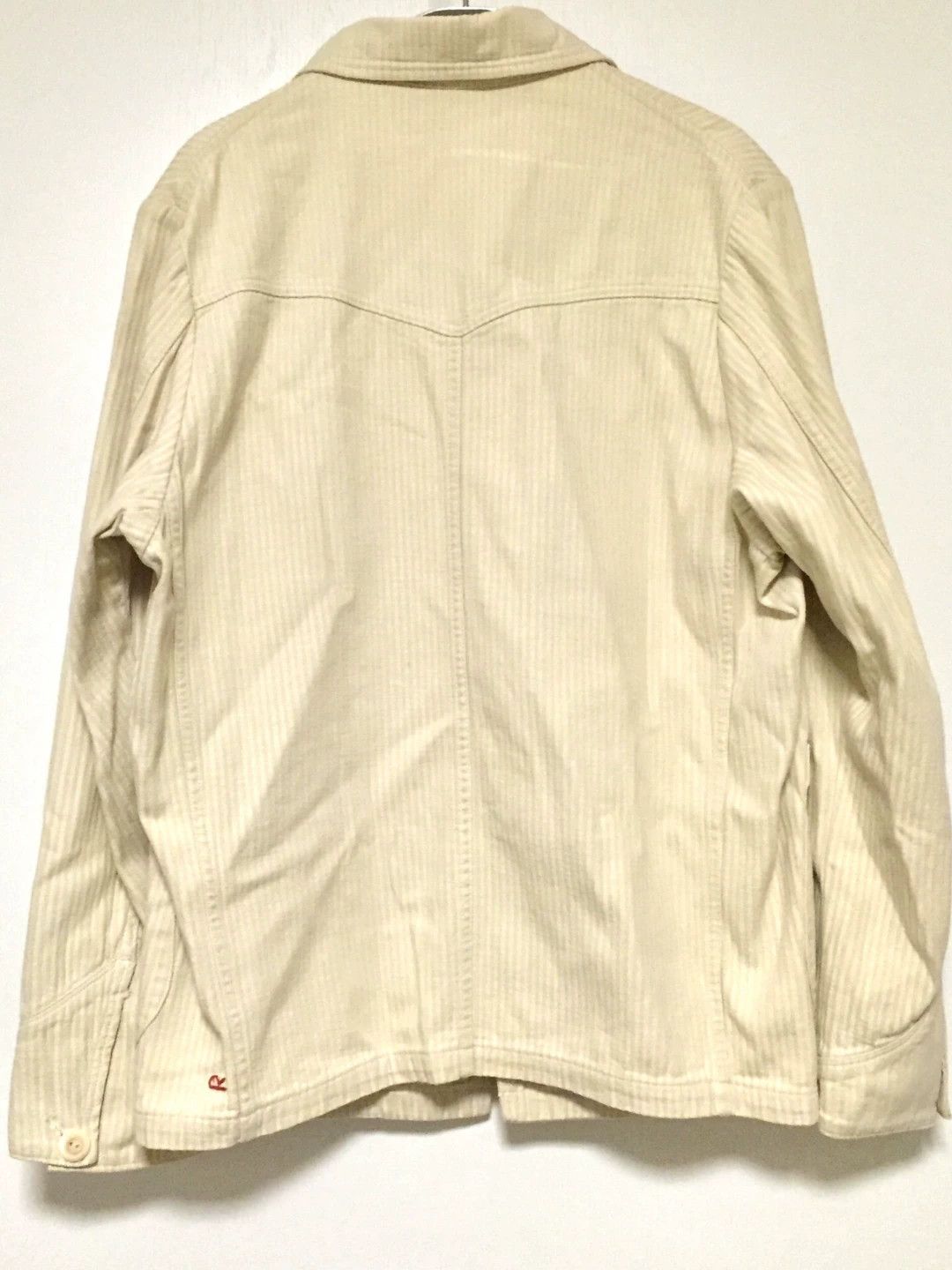 45rpm 45R Beige White Striped Workwear Shirt Size US M / EU 48-50 / 2 - 6 Thumbnail