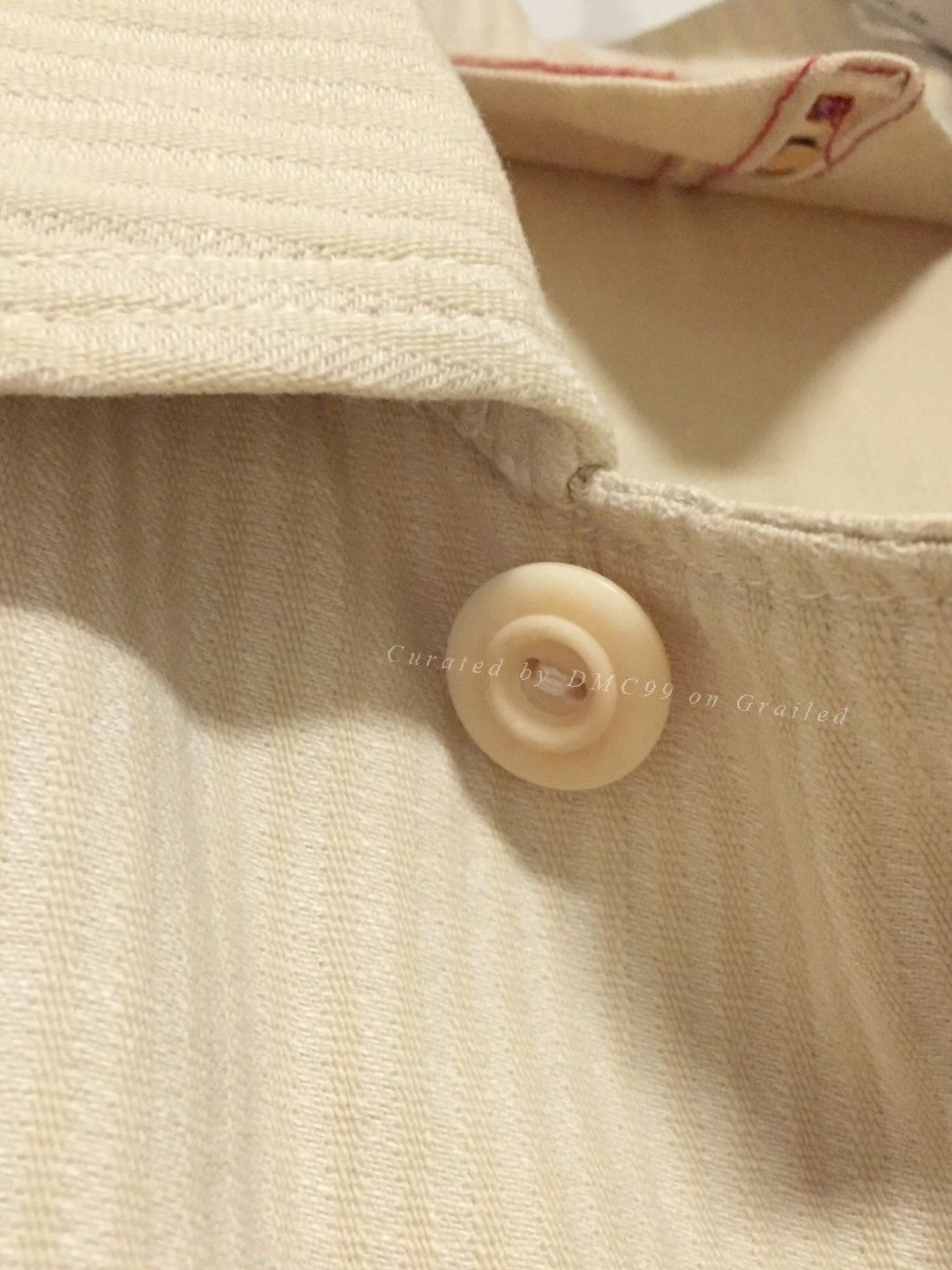 45rpm 45R Beige White Striped Workwear Shirt Size US M / EU 48-50 / 2 - 5 Thumbnail