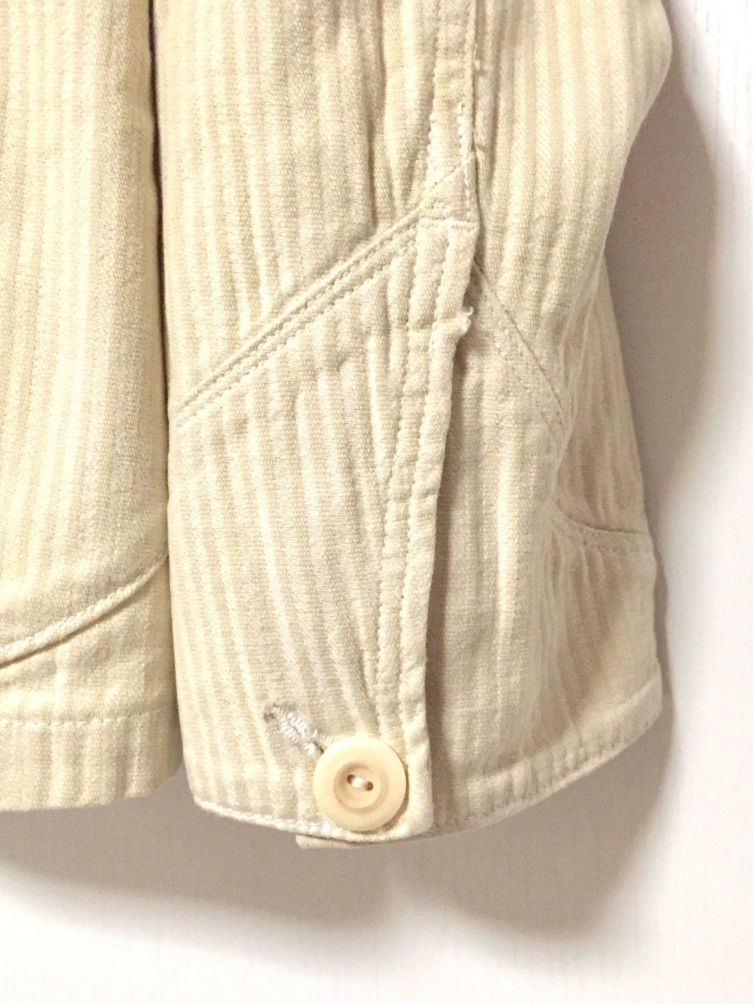 45rpm 45R Beige White Striped Workwear Shirt Size US M / EU 48-50 / 2 - 7 Thumbnail