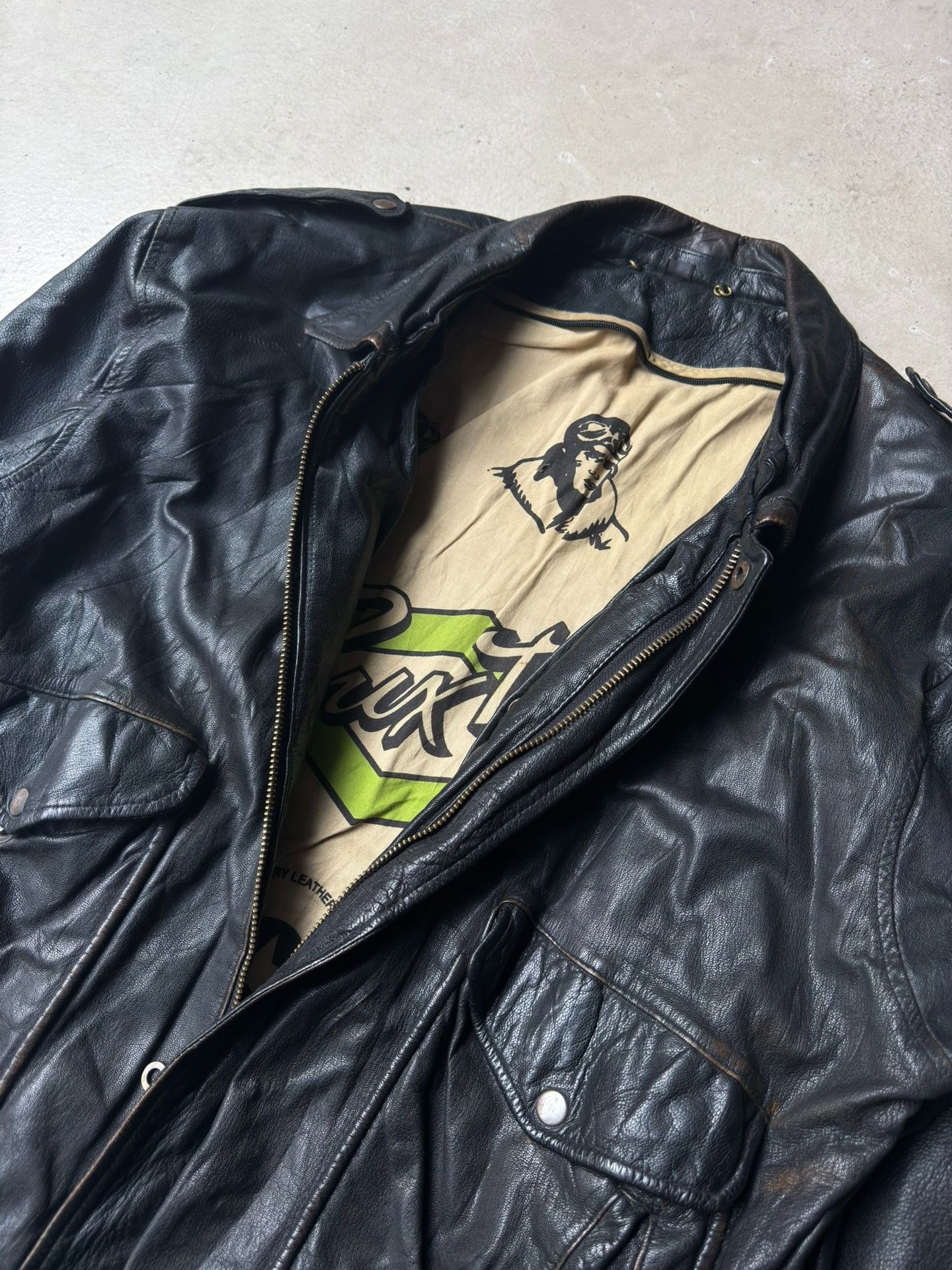 Vintage Vintage 90s Ma-2 Leather Jacket Size US M / EU 48-50 / 2 - 3 Thumbnail