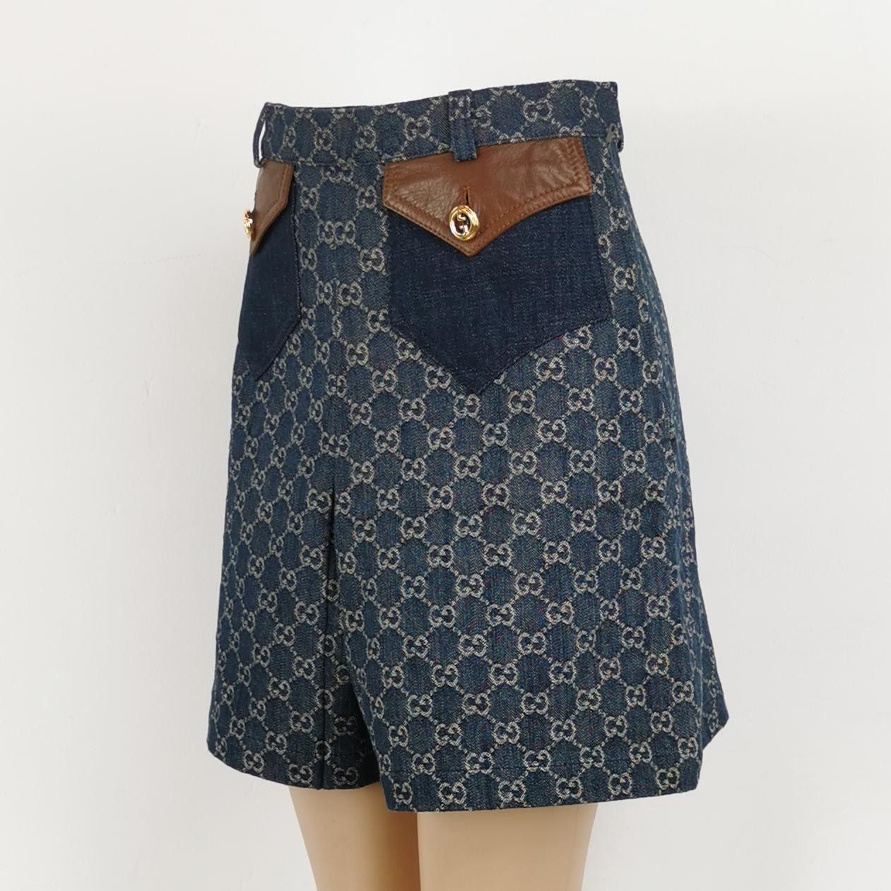 Gucci Gucci GG Monogram Leather Trim Shorts IT 38 Size 26" / US 2 / IT 38 - 2 Thumbnail