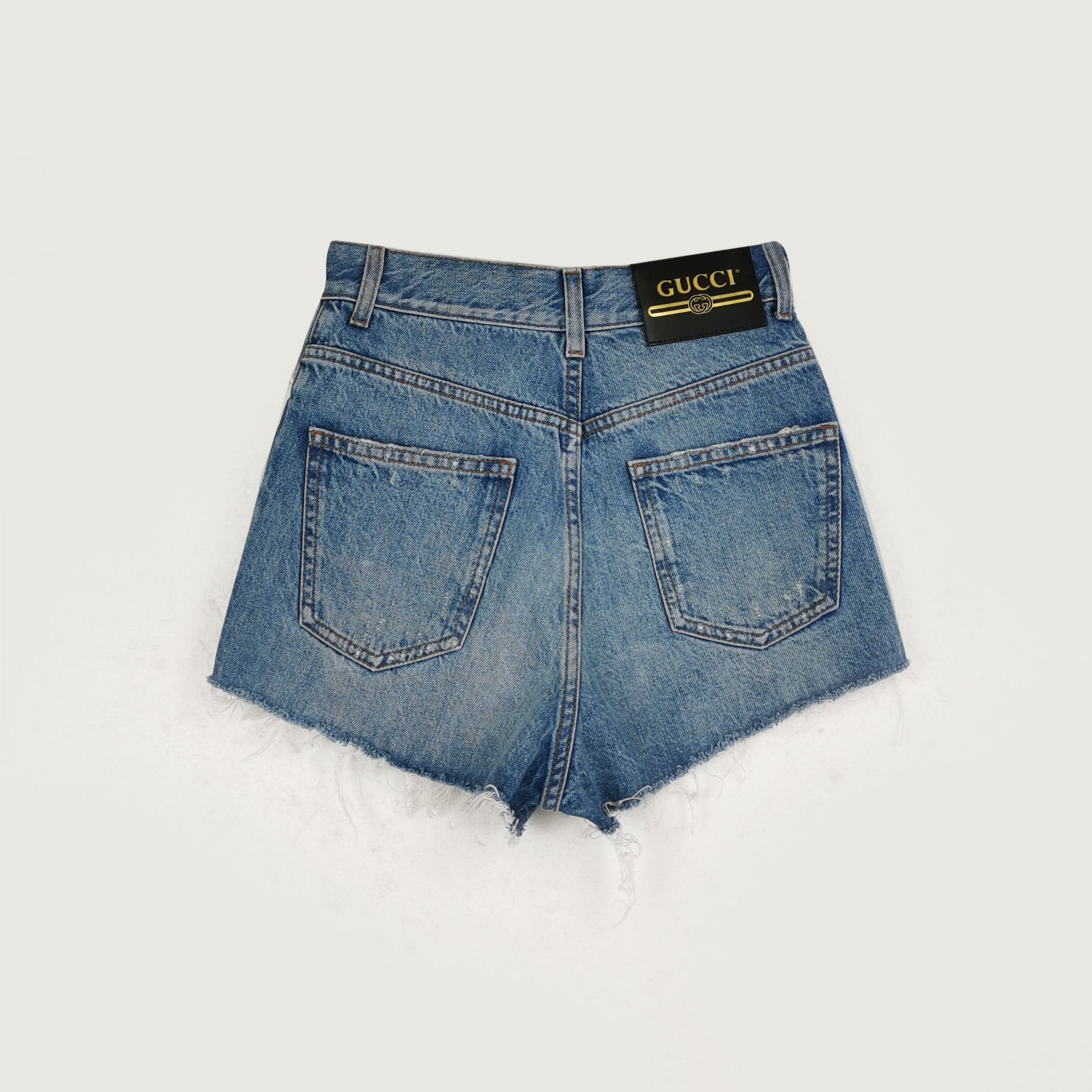 Gucci Gucci Apple Embroidered Denim Shorts Size 24 Size 24" / US 00 / IT 34 - 2 Thumbnail