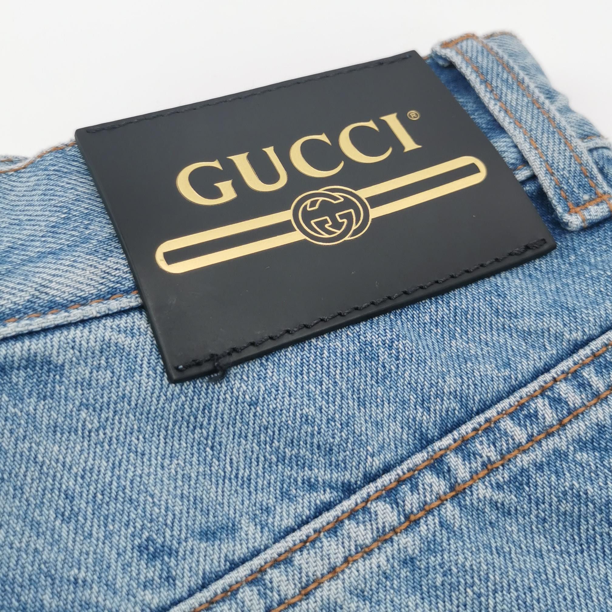 Gucci Gucci Apple GG Motif Denim Shorts Size 23 Size 23" - 3 Thumbnail
